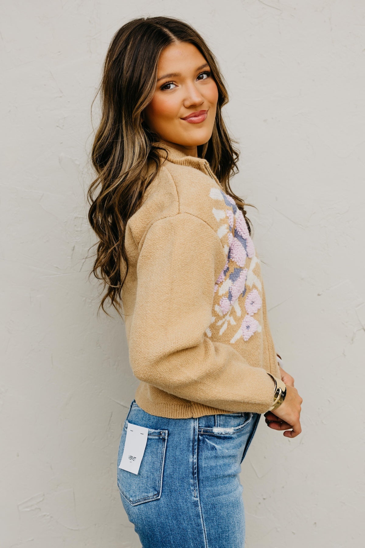 The Tori Floral Zip Up Sweater
