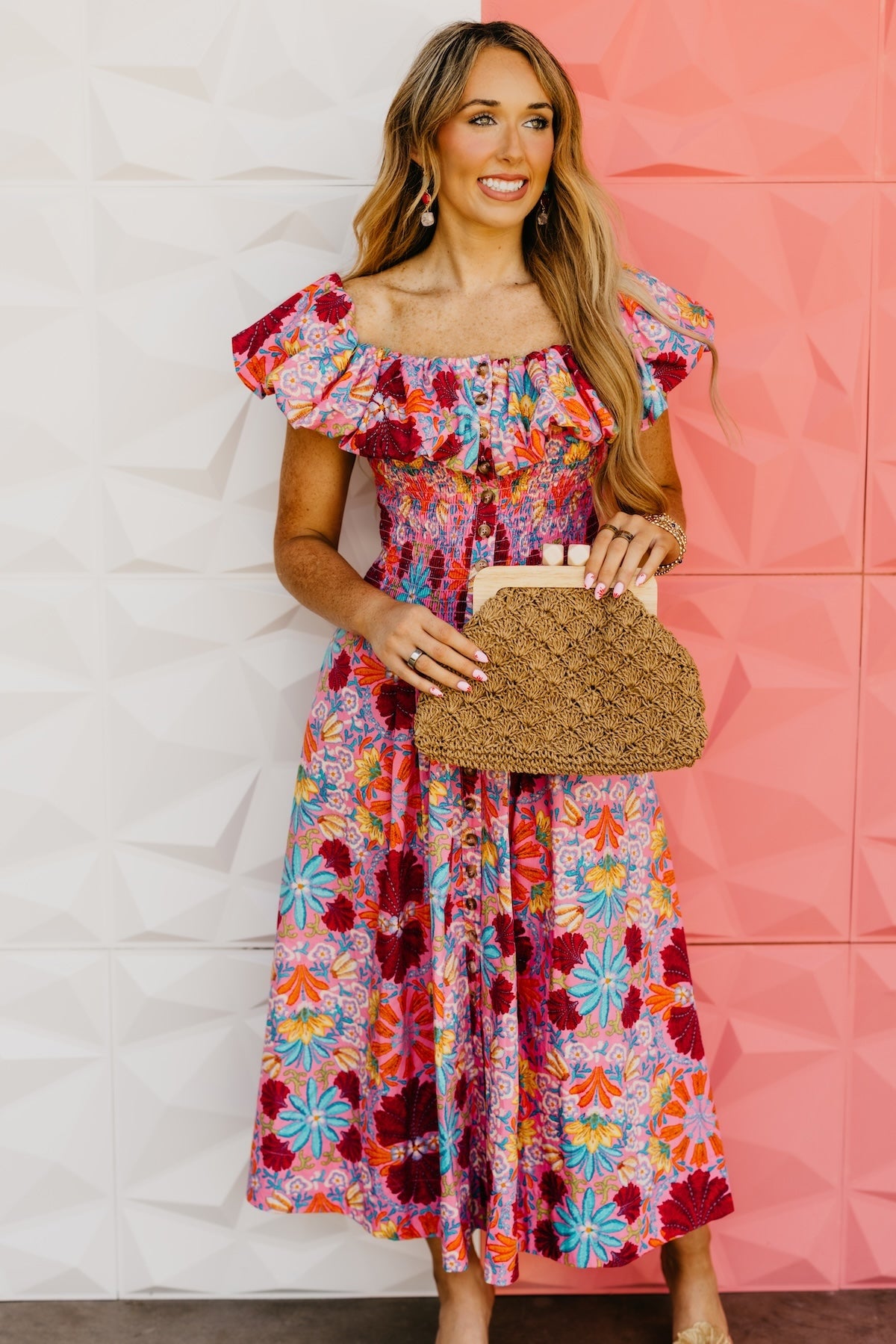 The Aden Floral Smocked Midi Dress