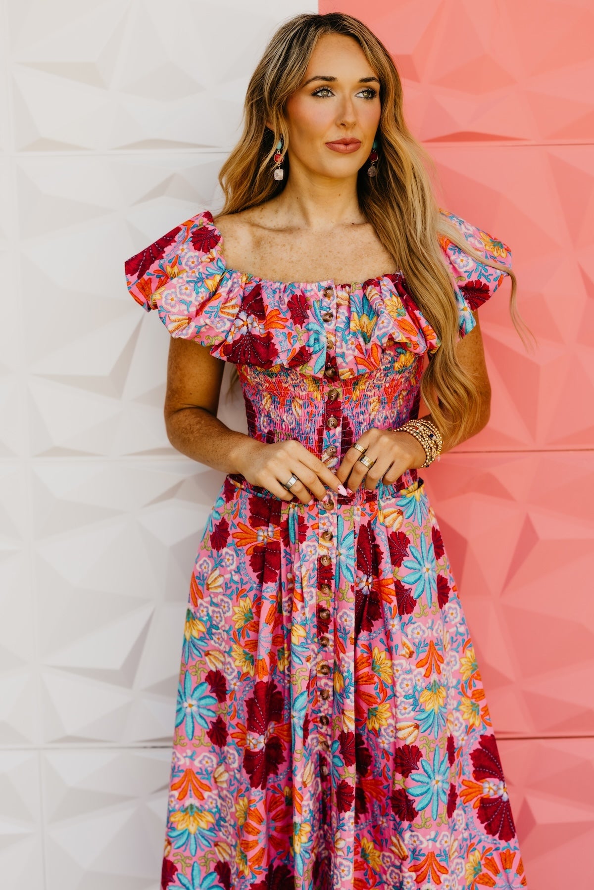 The Aden Floral Smocked Midi Dress