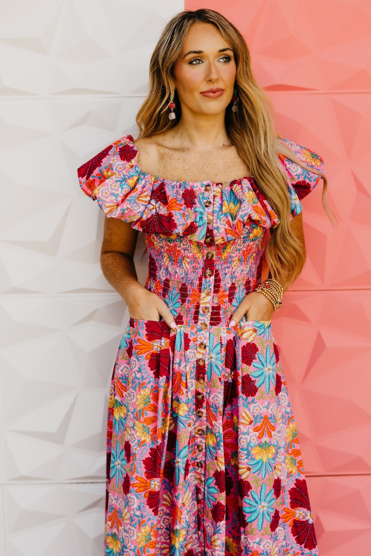 The Aden Floral Smocked Midi Dress