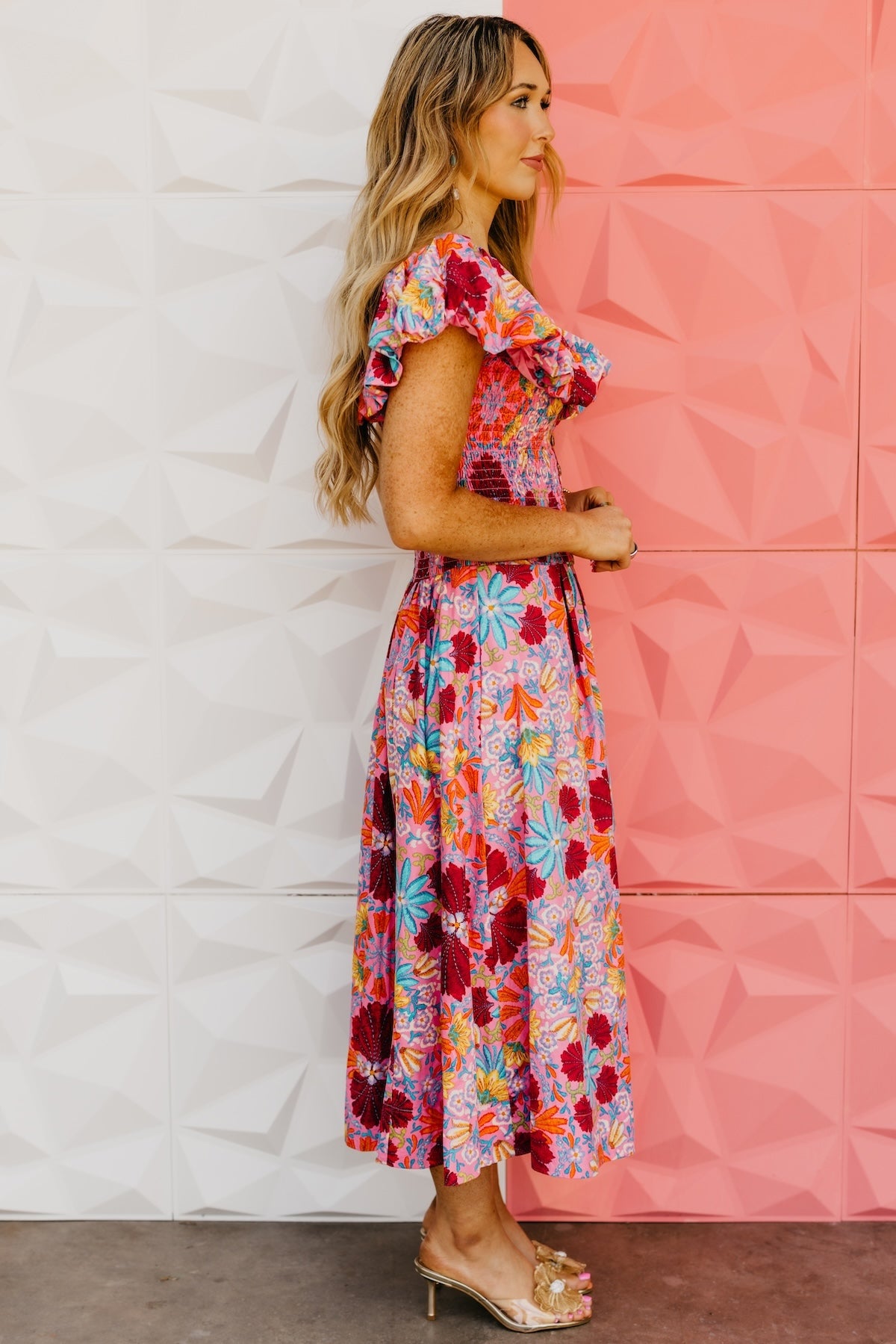 The Aden Floral Smocked Midi Dress