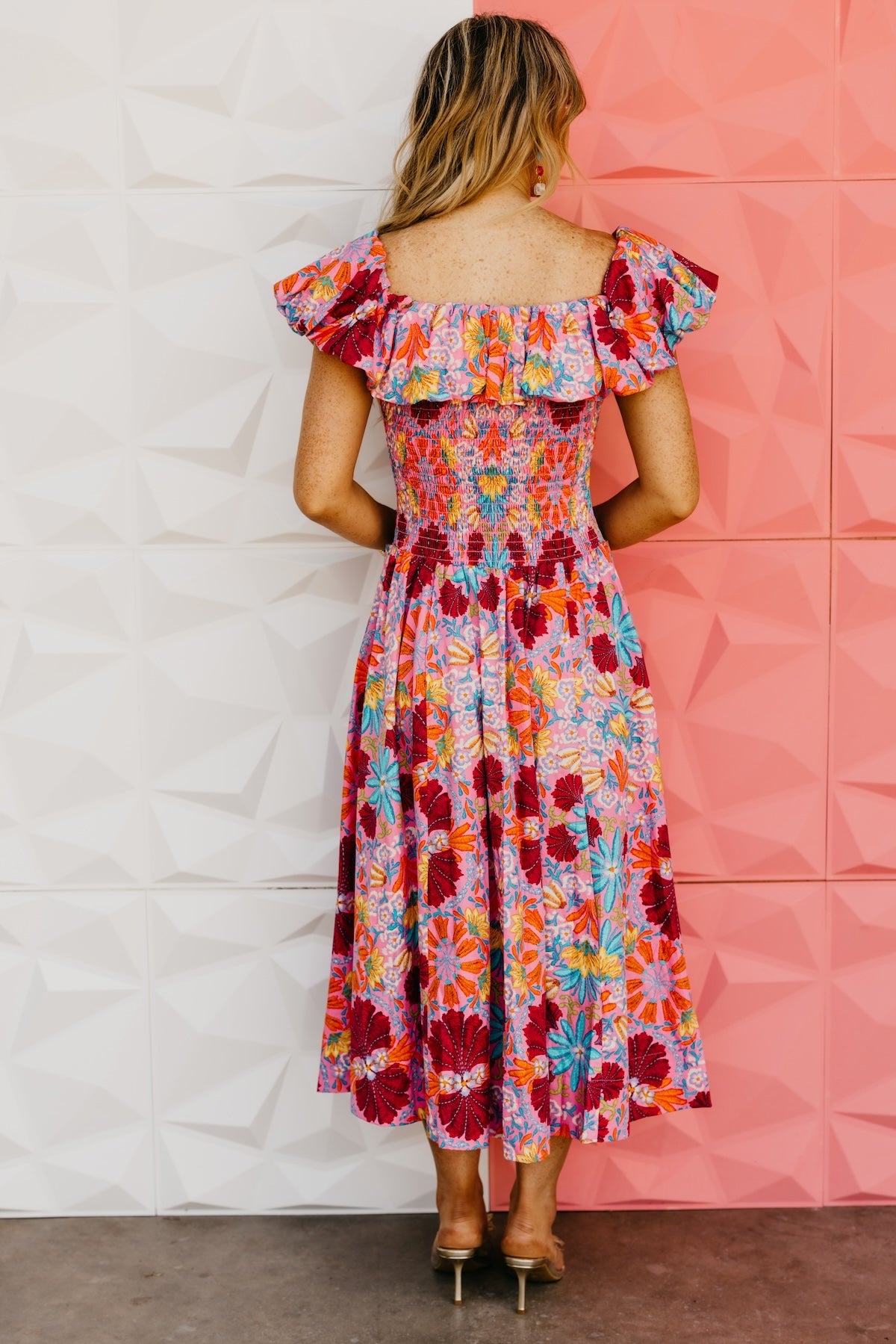 The Aden Floral Smocked Midi Dress