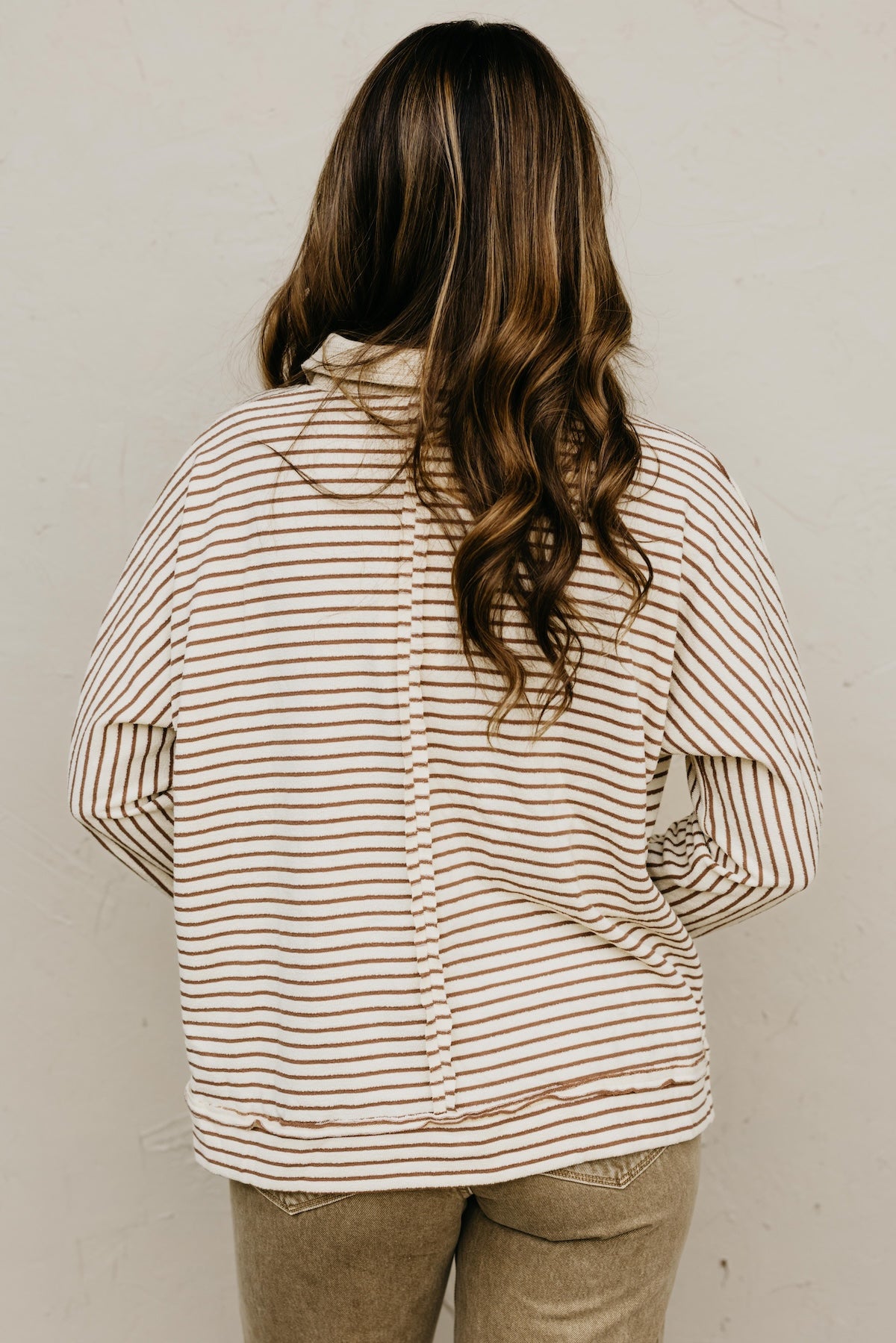 The Ezra Striped Terry Polo Knit Top