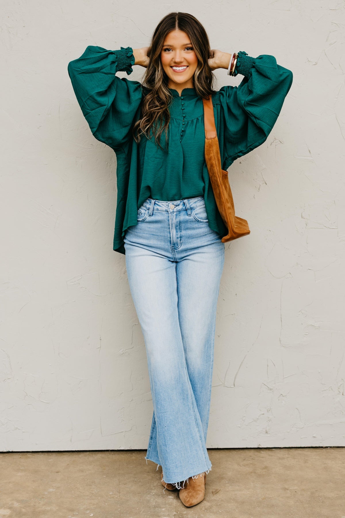 The Damari Smocked Button Up Blouse