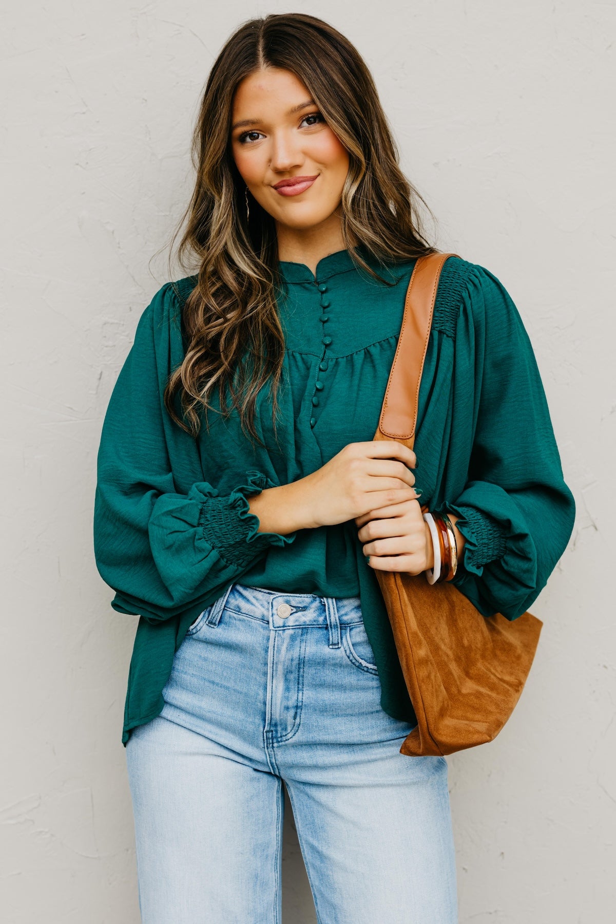The Damari Smocked Button Up Blouse