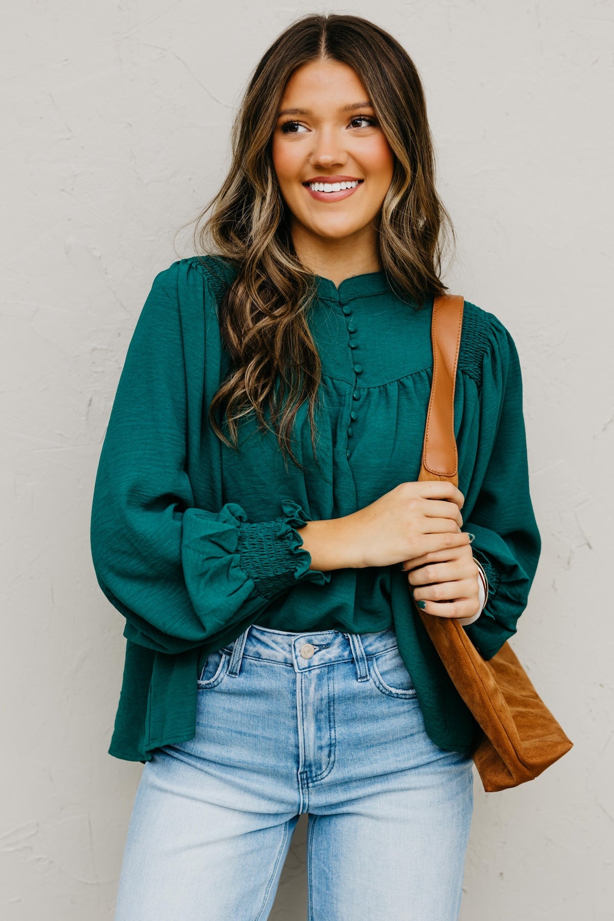 The Damari Smocked Button Up Blouse