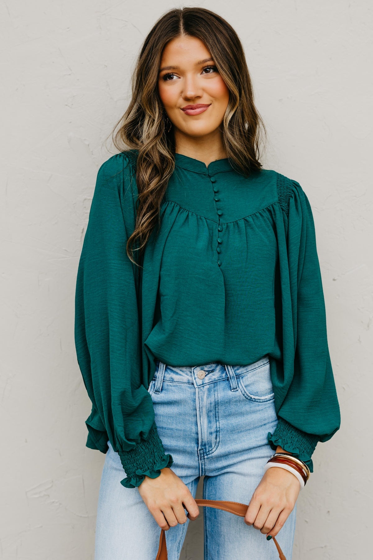 The Damari Smocked Button Up Blouse
