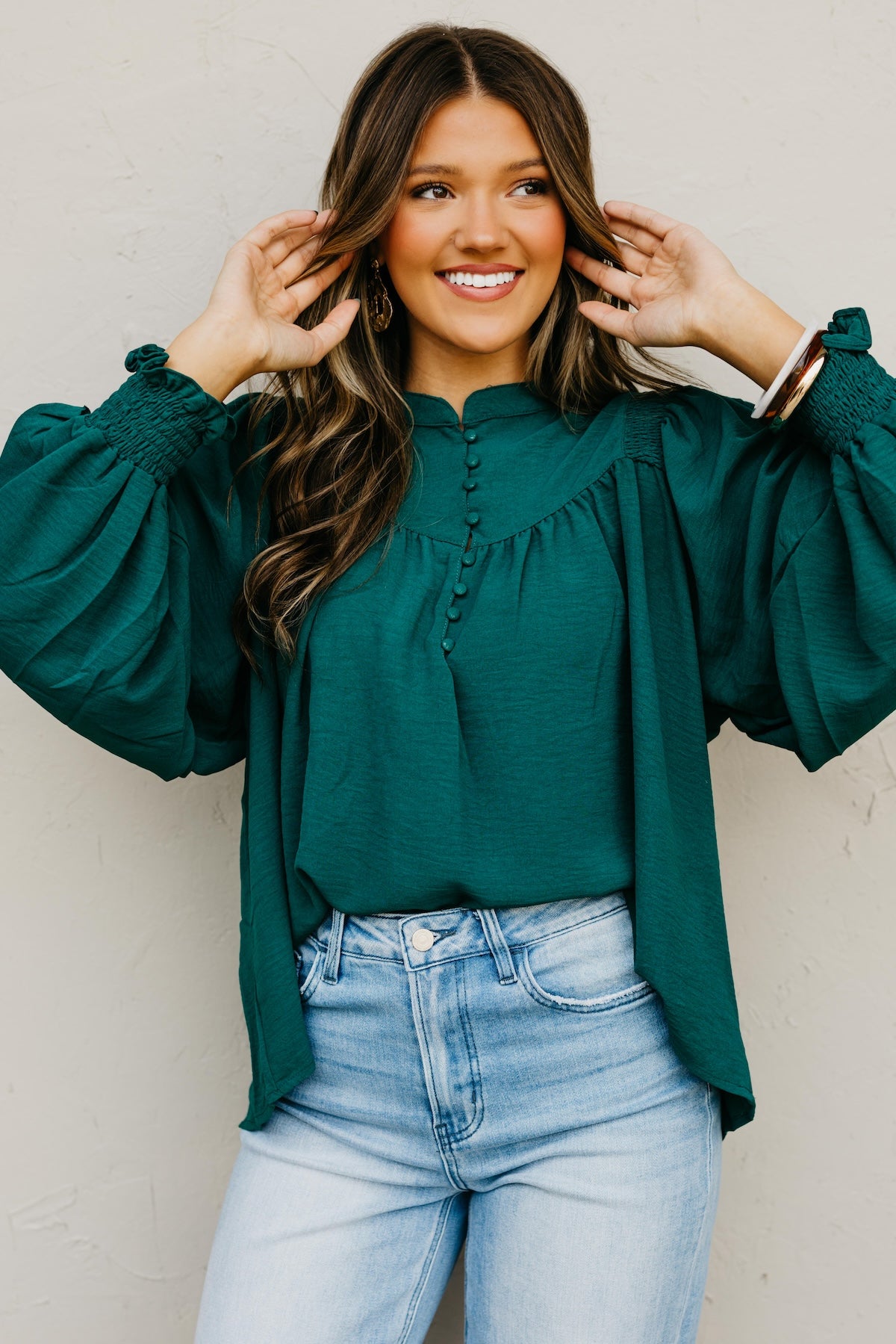 The Damari Smocked Button Up Blouse