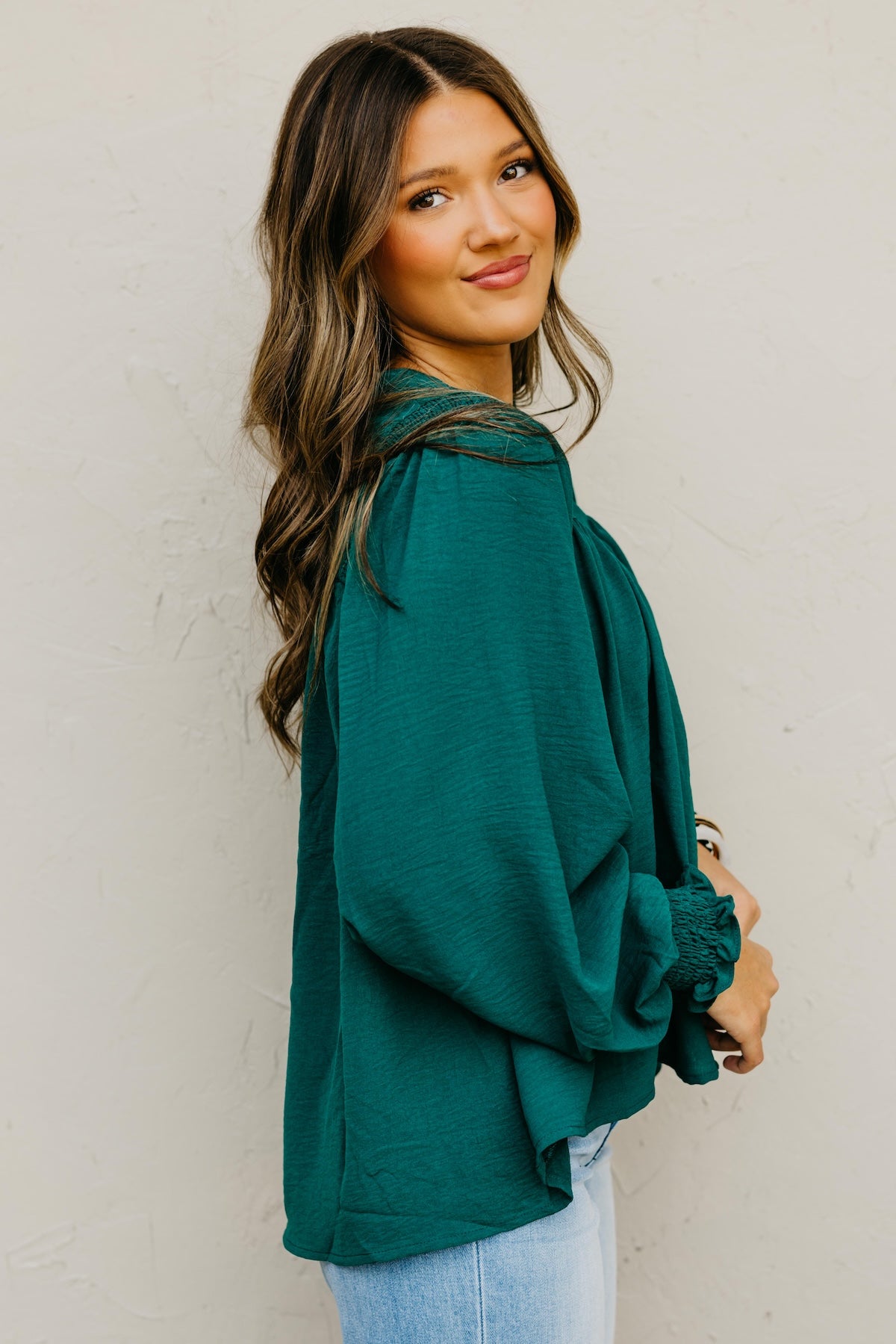 The Damari Smocked Button Up Blouse