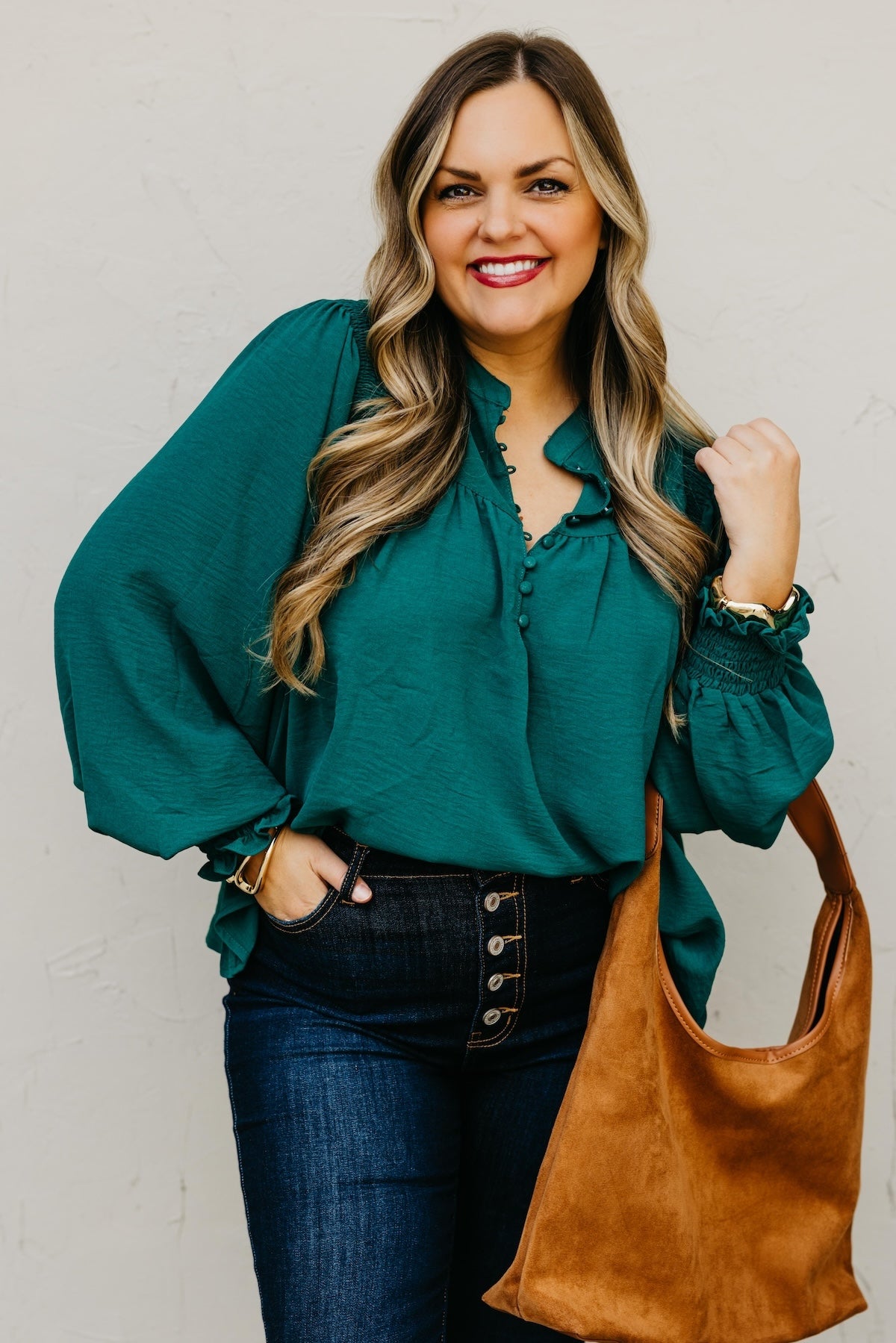 The Damari Smocked Button Up Blouse