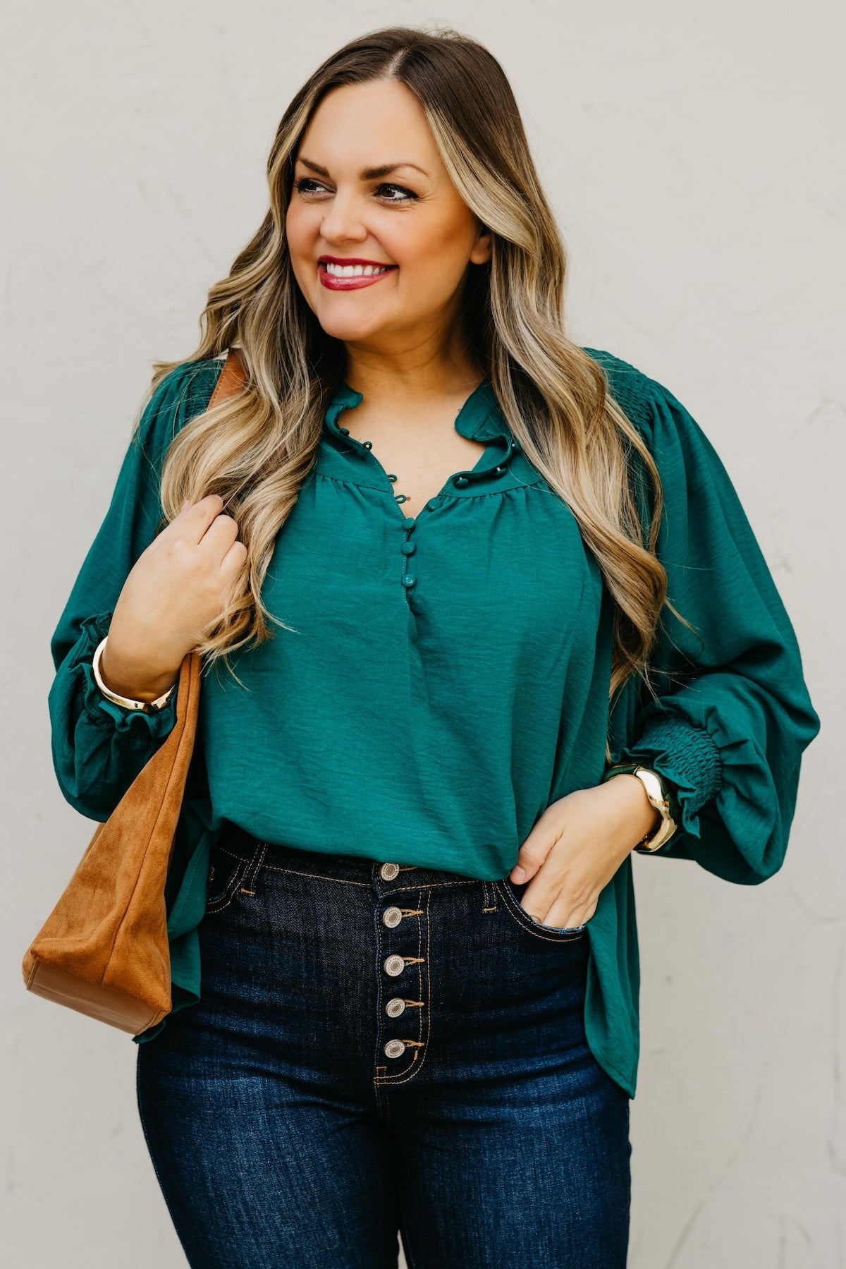 The Damari Smocked Button Up Blouse