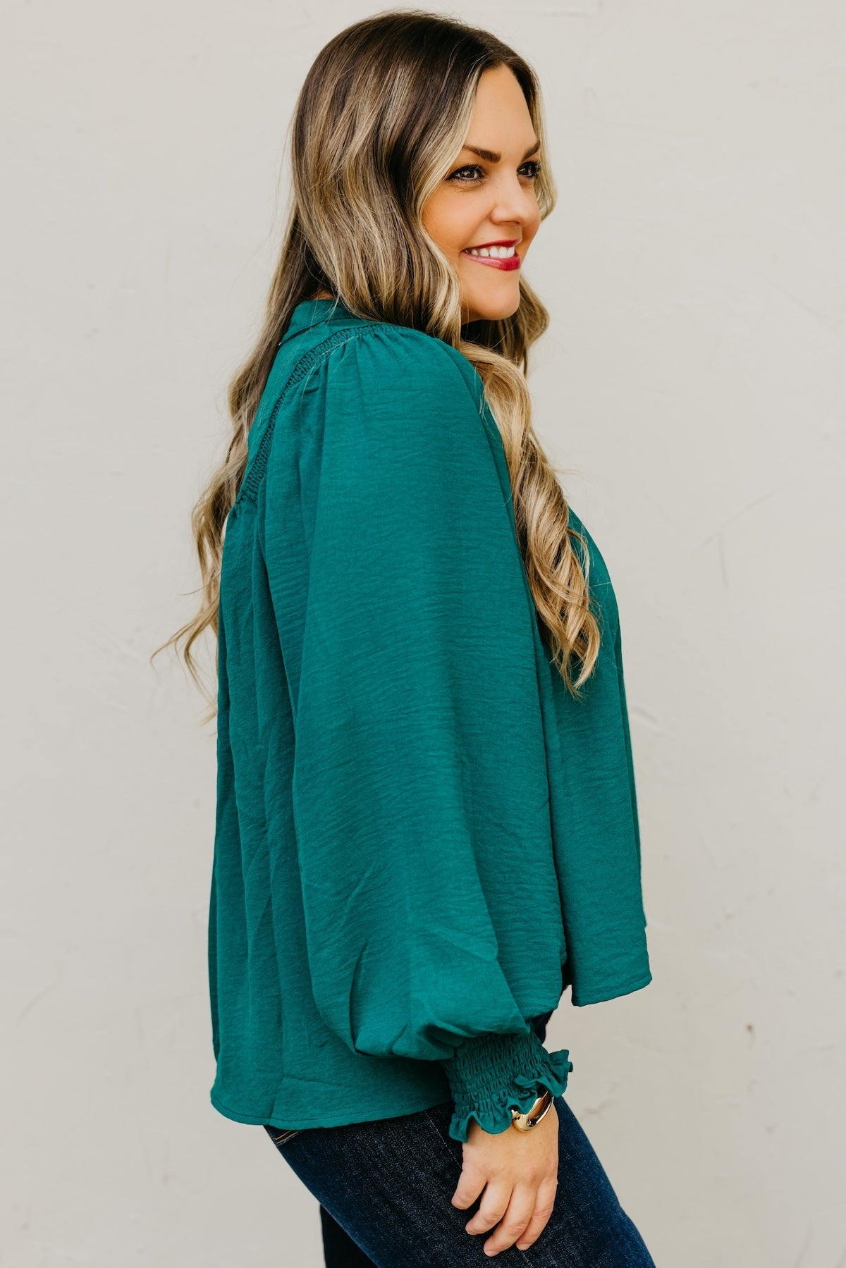The Damari Smocked Button Up Blouse