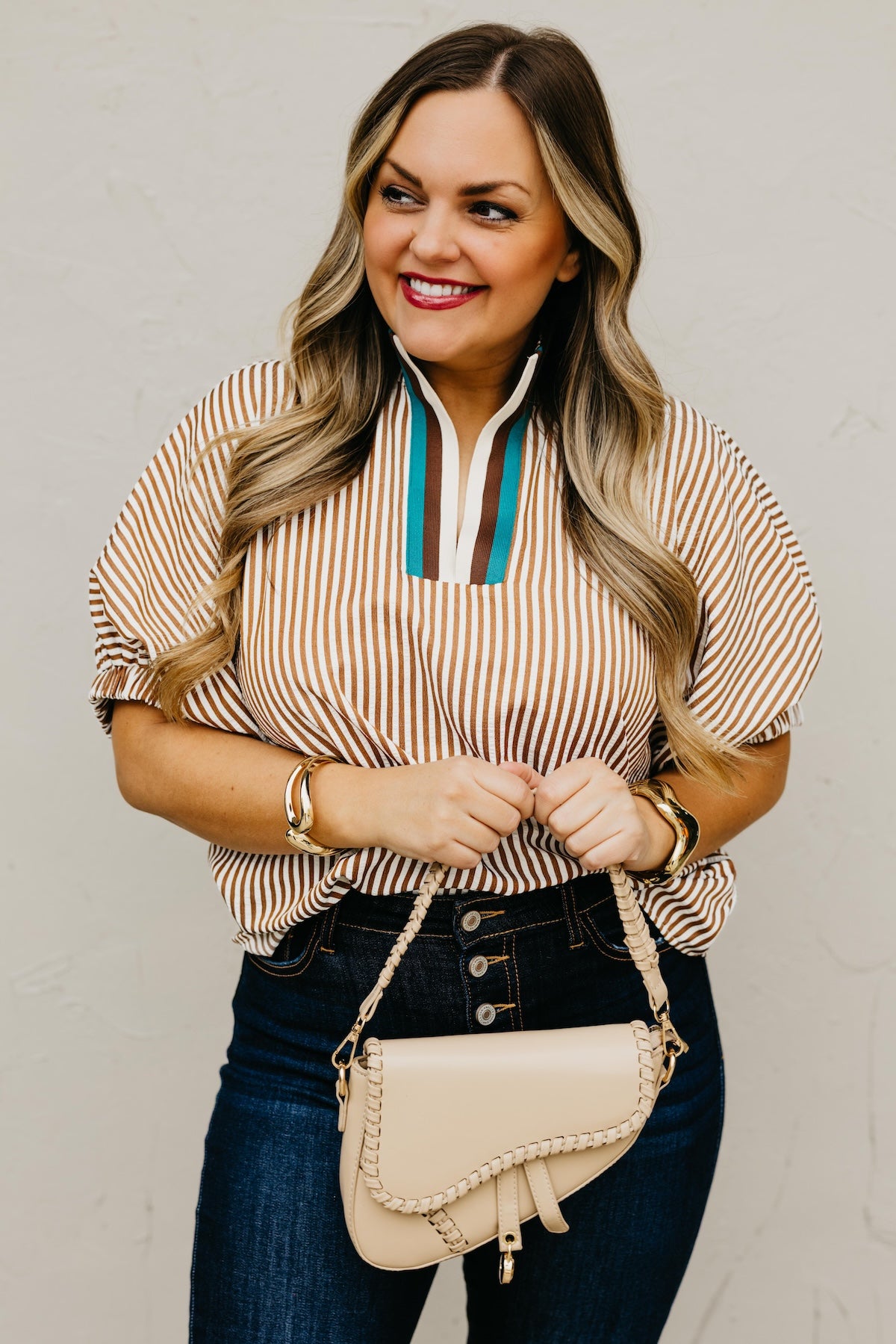 The Monique Striped Contrast Top