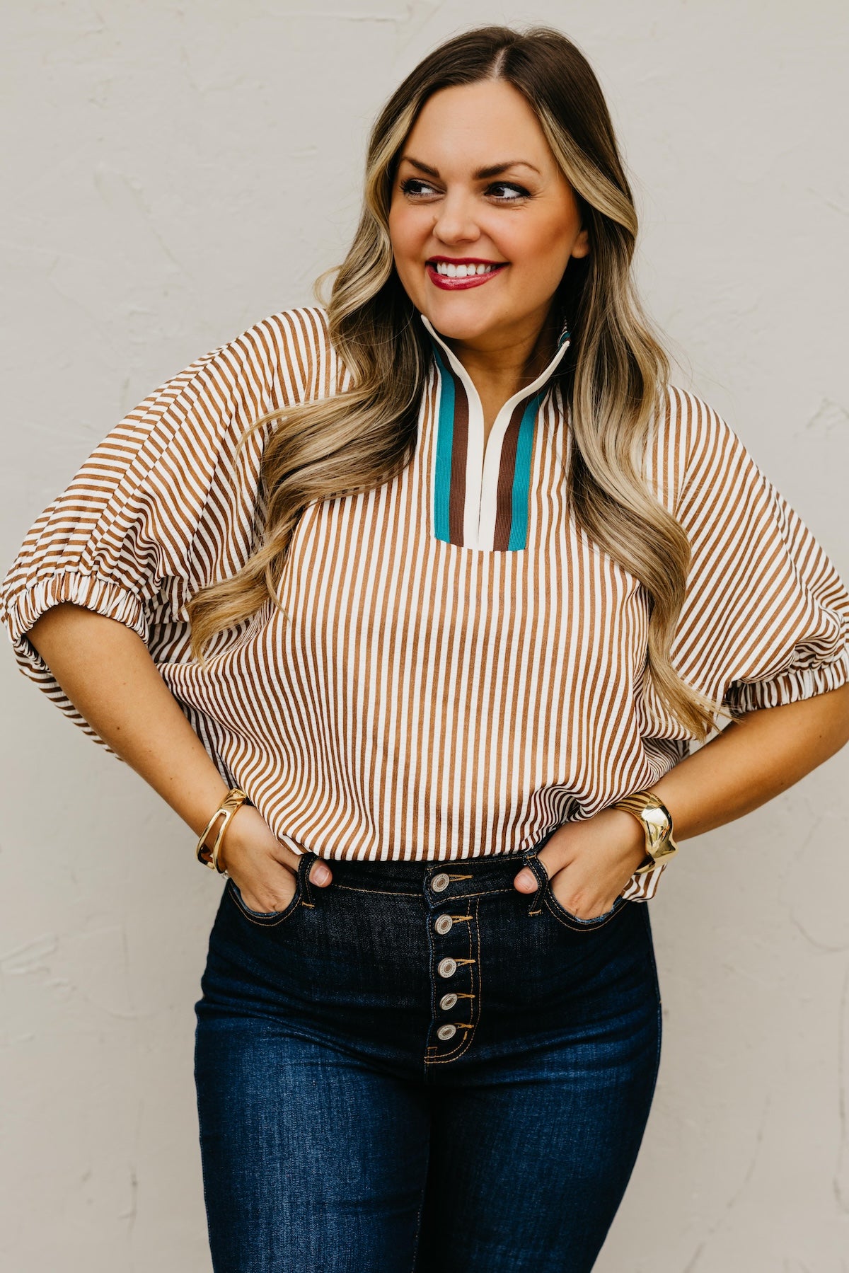 The Monique Striped Contrast Top