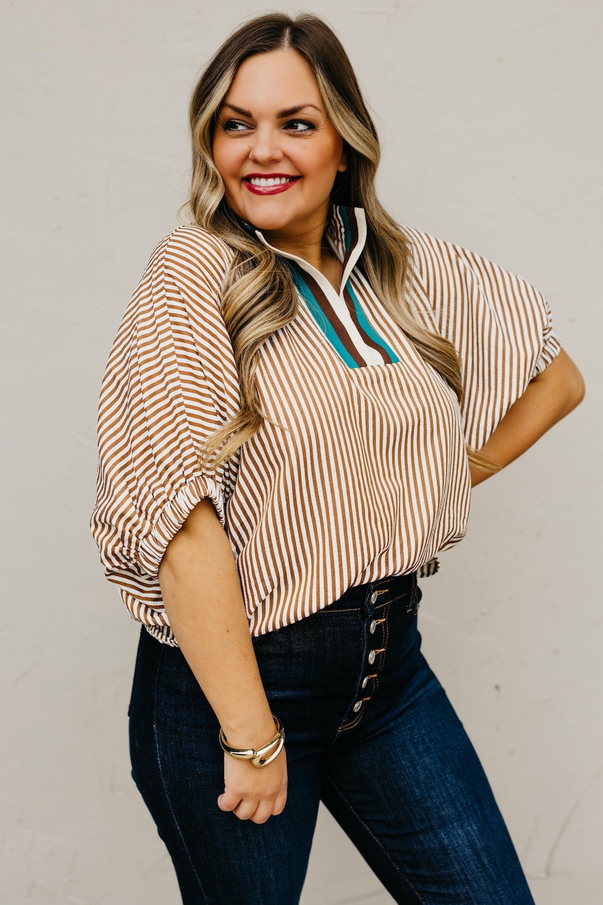 The Monique Striped Contrast Top