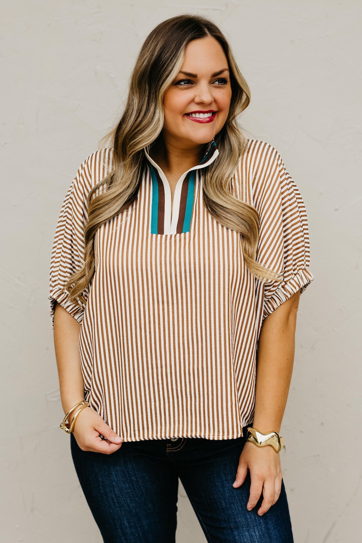 The Monique Striped Contrast Top