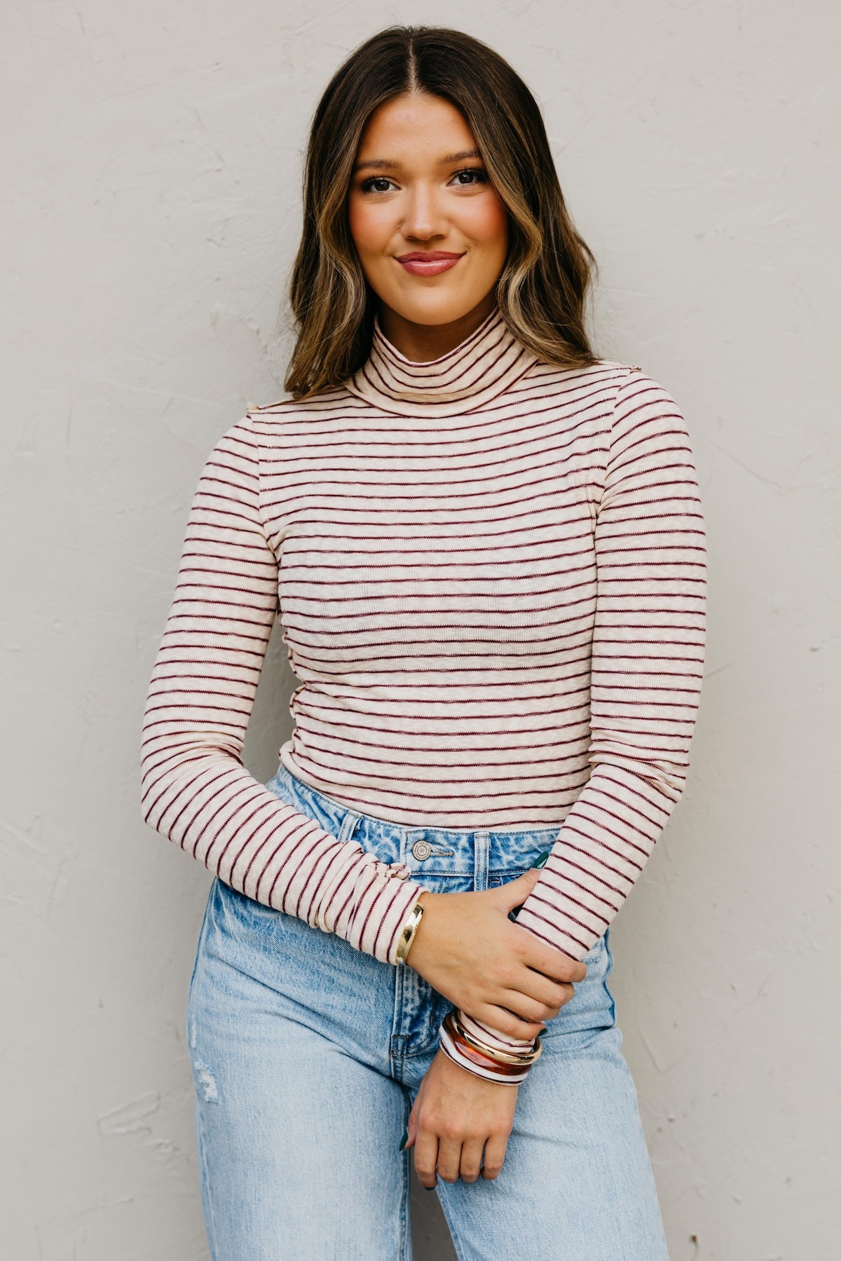The Miranda Striped Turtleneck Top