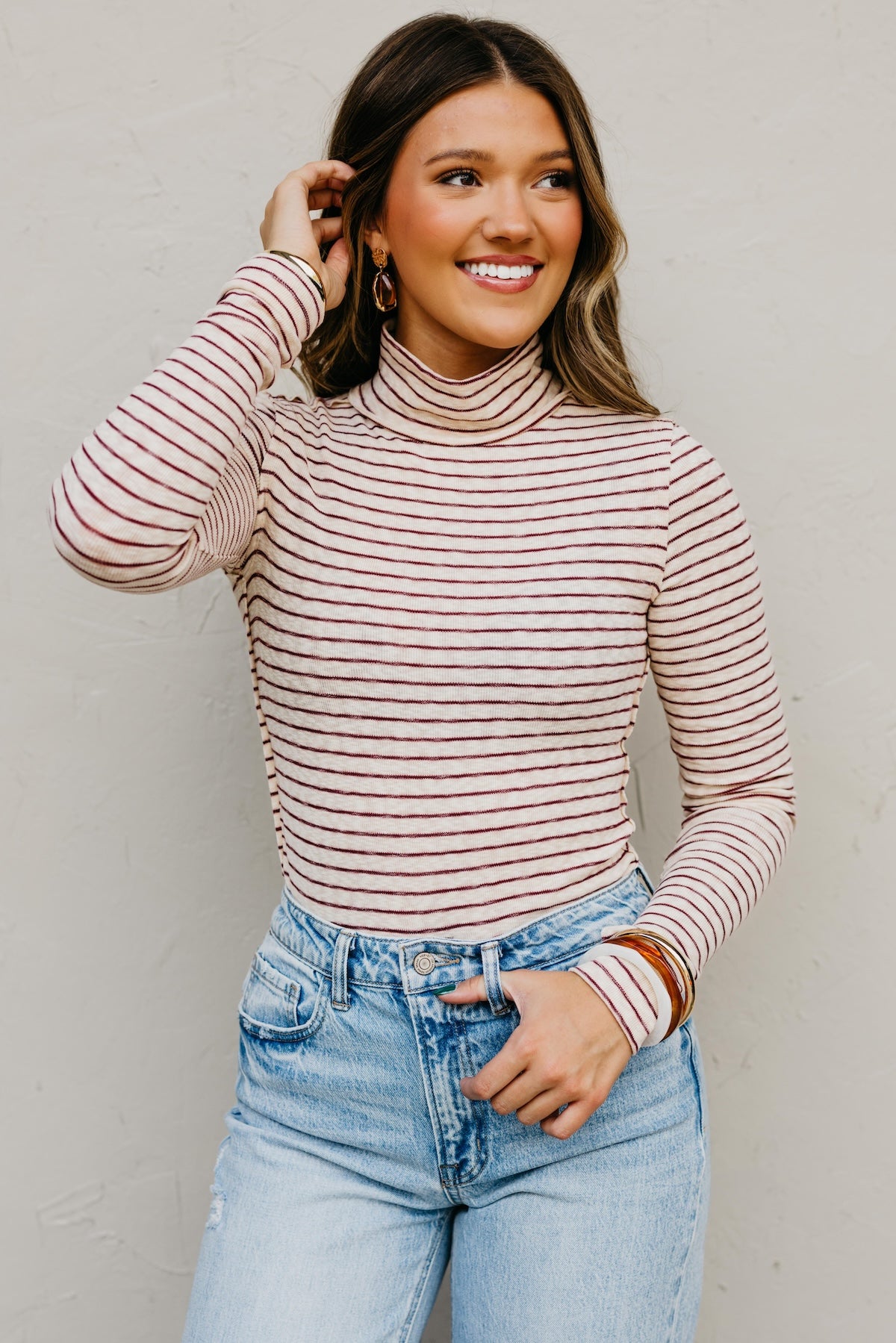 The Miranda Striped Turtleneck Top