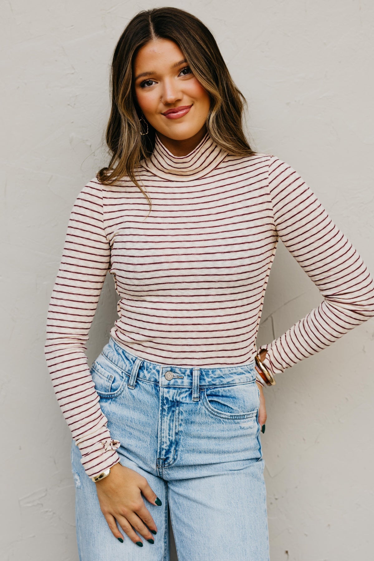 The Miranda Striped Turtleneck Top