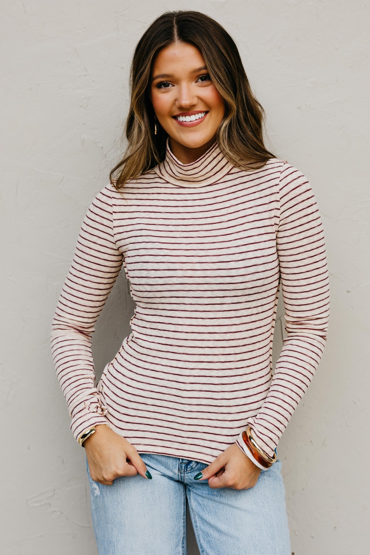 The Miranda Striped Turtleneck Top
