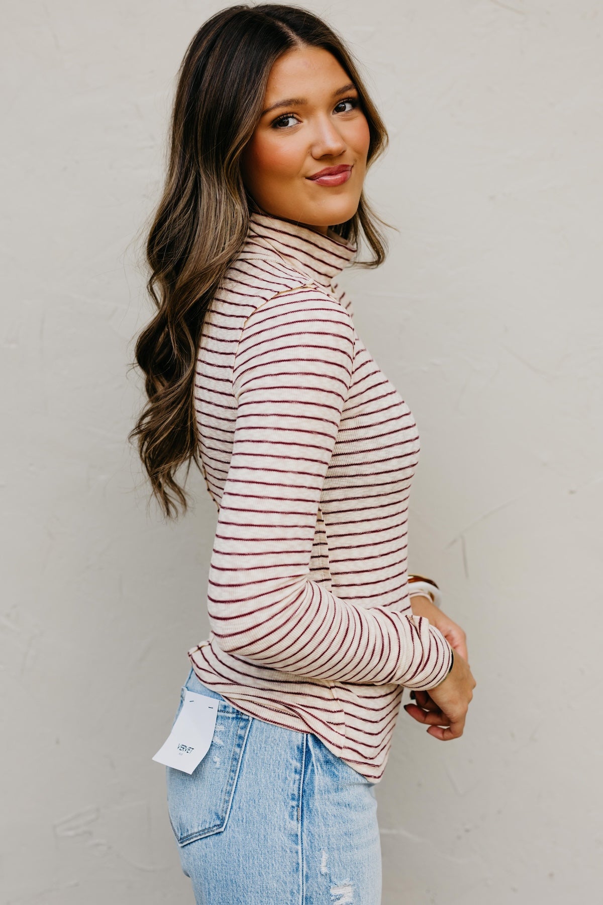 The Miranda Striped Turtleneck Top