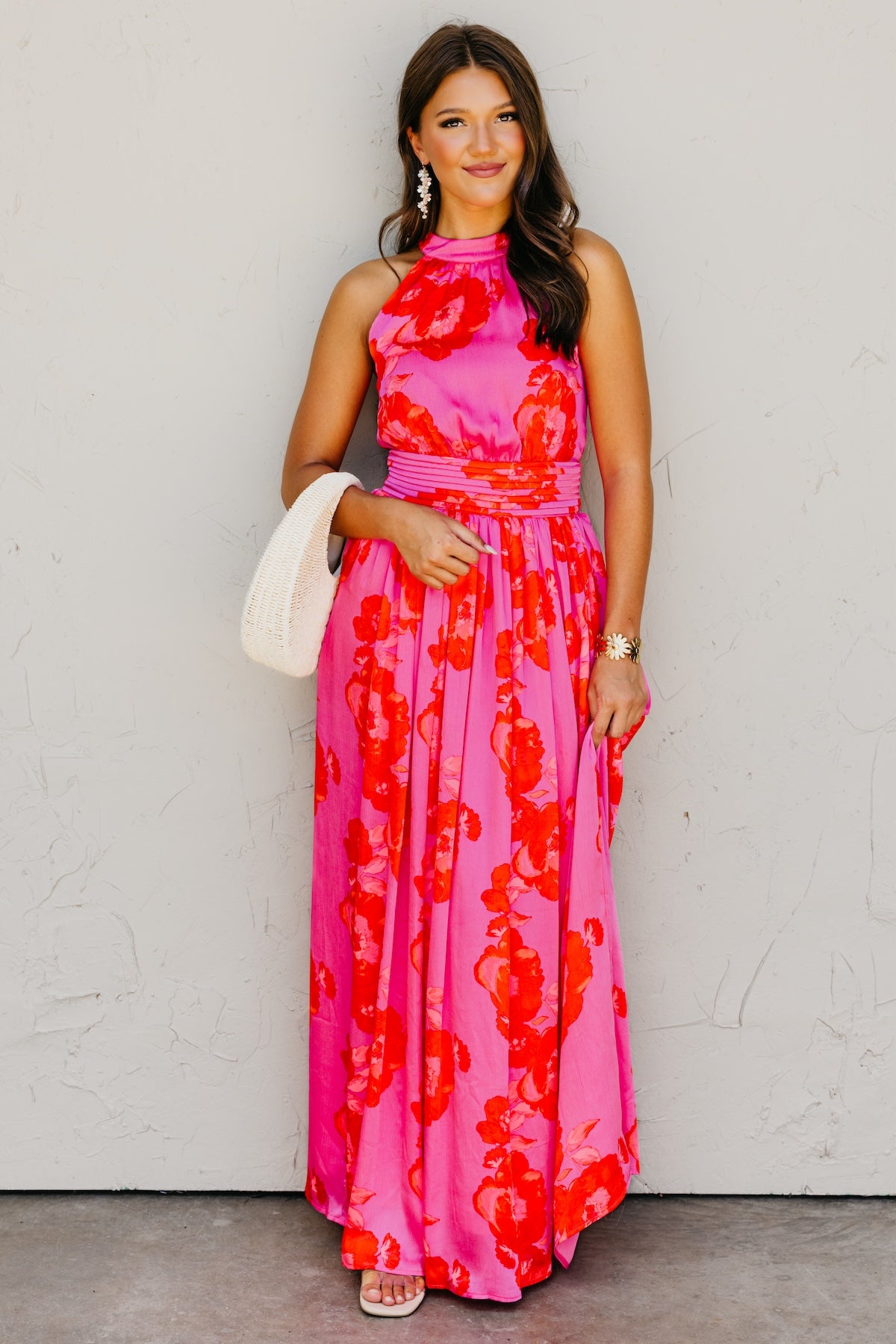 The Jerry Pleated Halter Maxi Dress