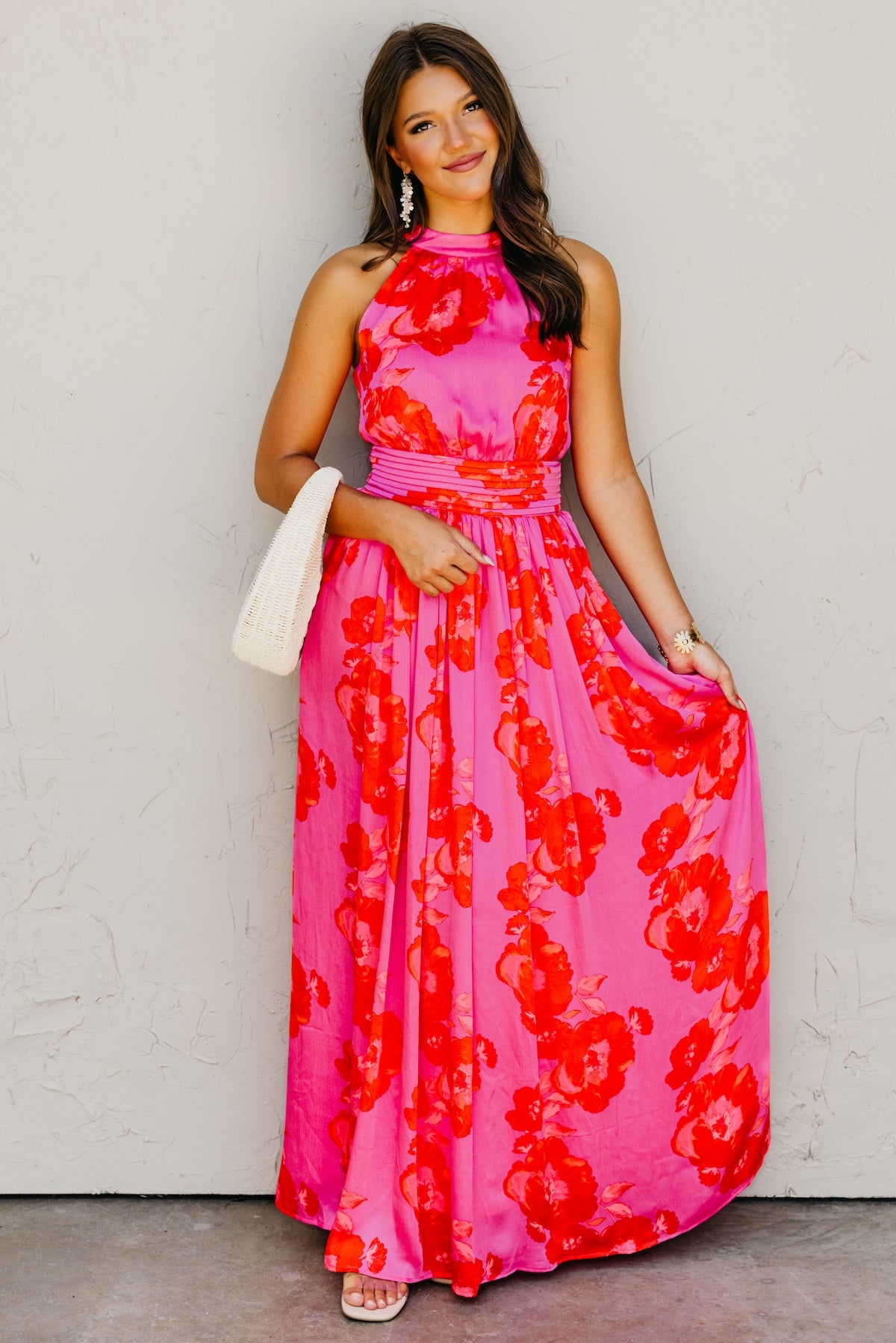 The Jerry Pleated Halter Maxi Dress