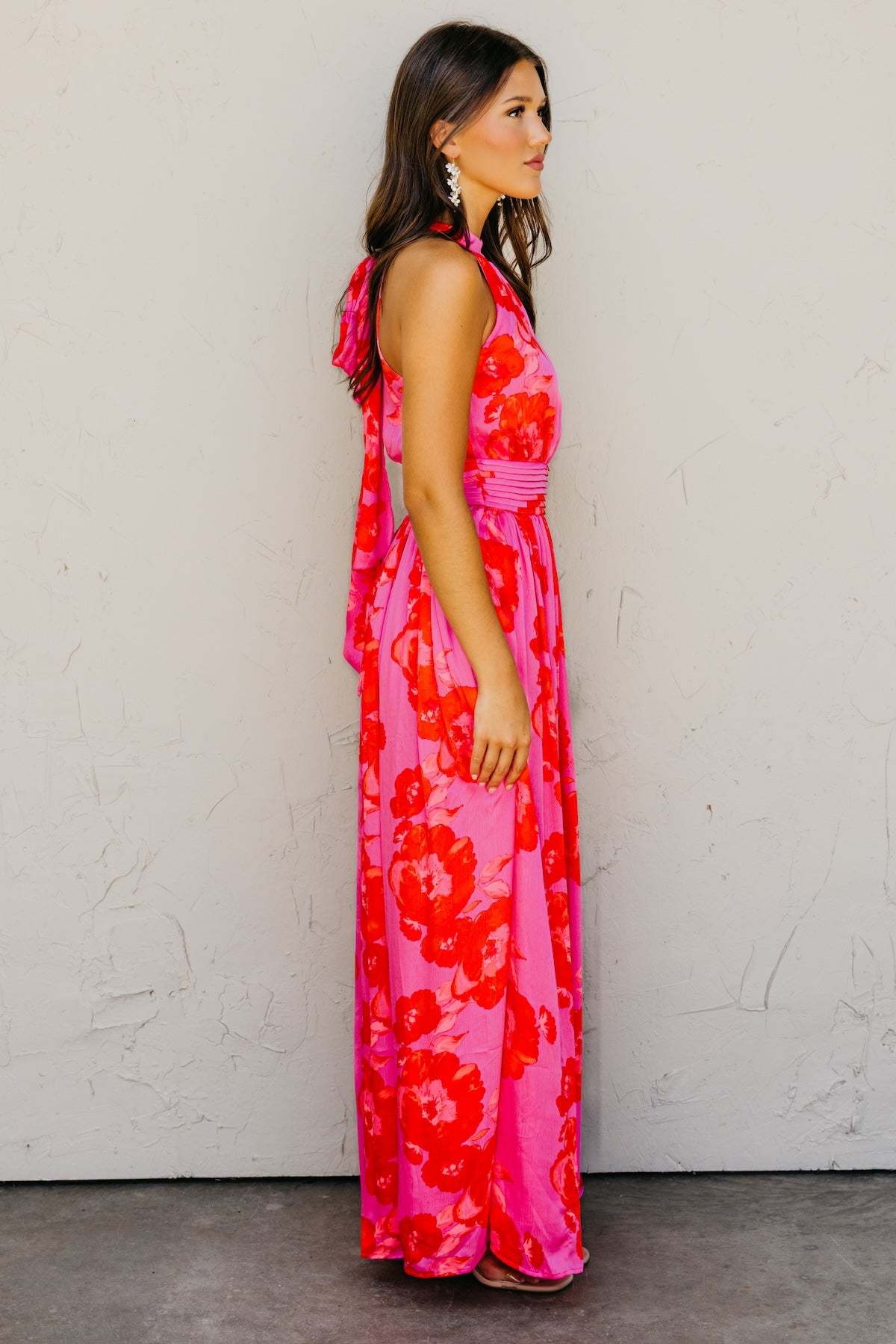 The Jerry Pleated Halter Maxi Dress