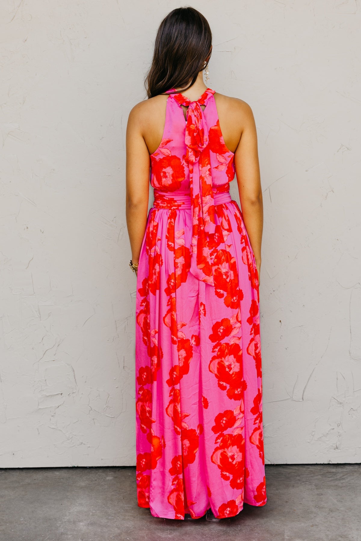 The Jerry Pleated Halter Maxi Dress