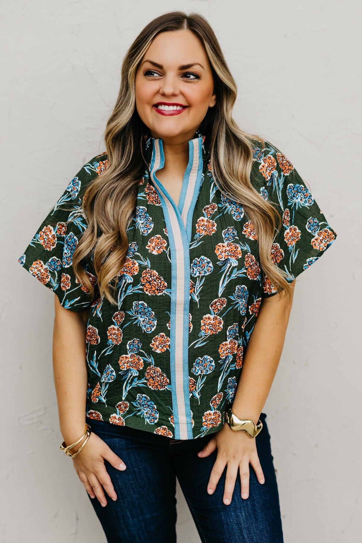The Rona Floral Contrast Top