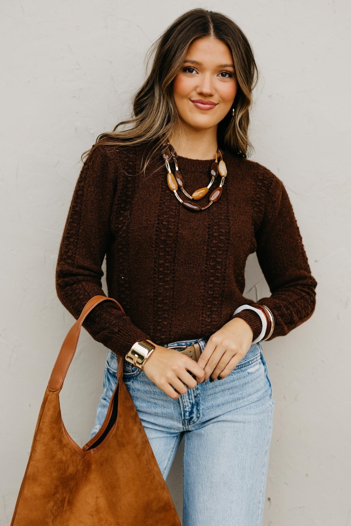 The Kendall Textured Cable Stitch Pullover Sweater