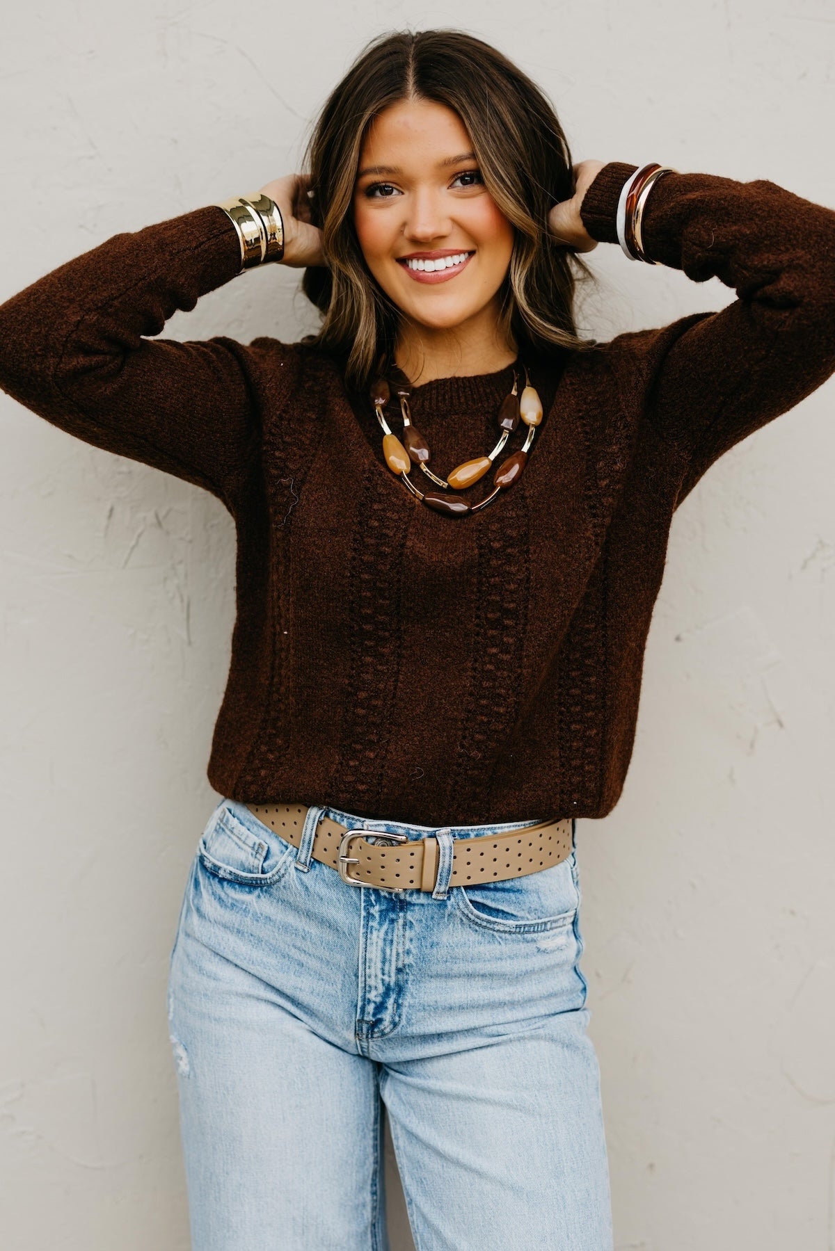 The Kendall Textured Cable Stitch Pullover Sweater