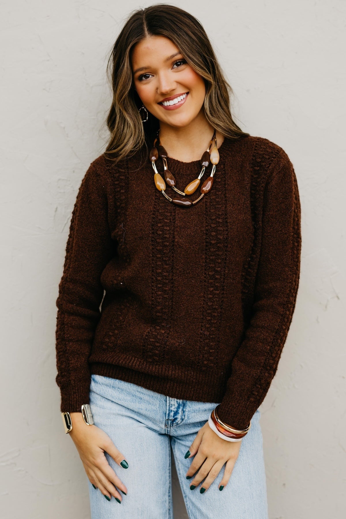 The Kendall Textured Cable Stitch Pullover Sweater