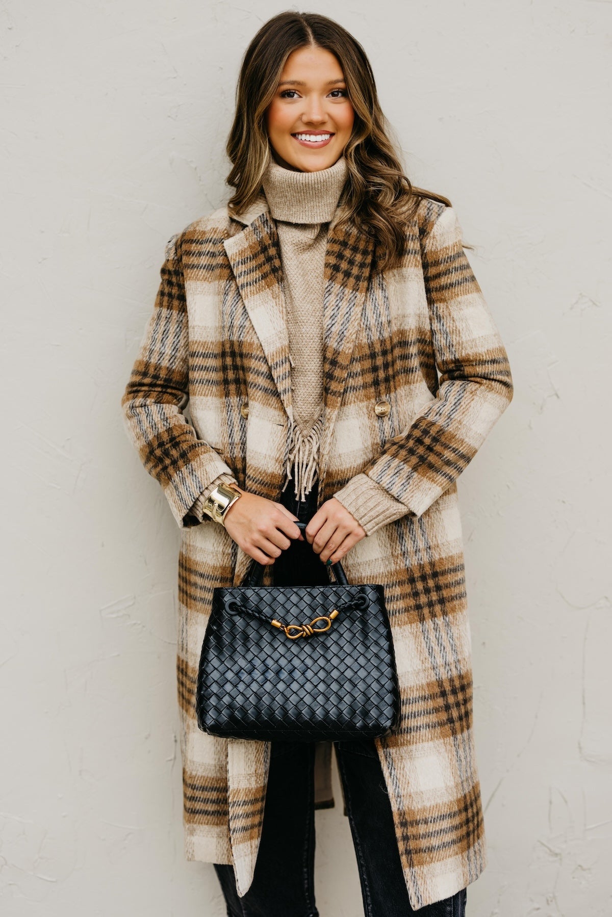 The Hazel Plaid Longline Duster Coat