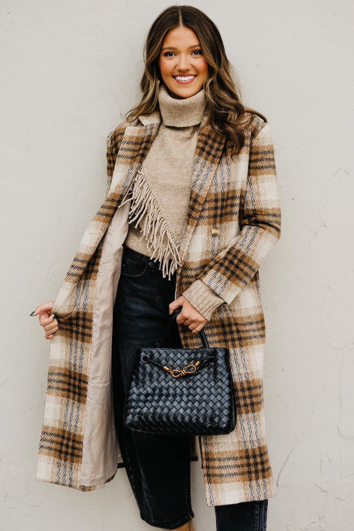 The Hazel Plaid Longline Duster Coat