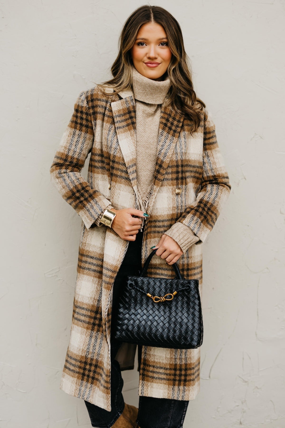 The Hazel Plaid Longline Duster Coat