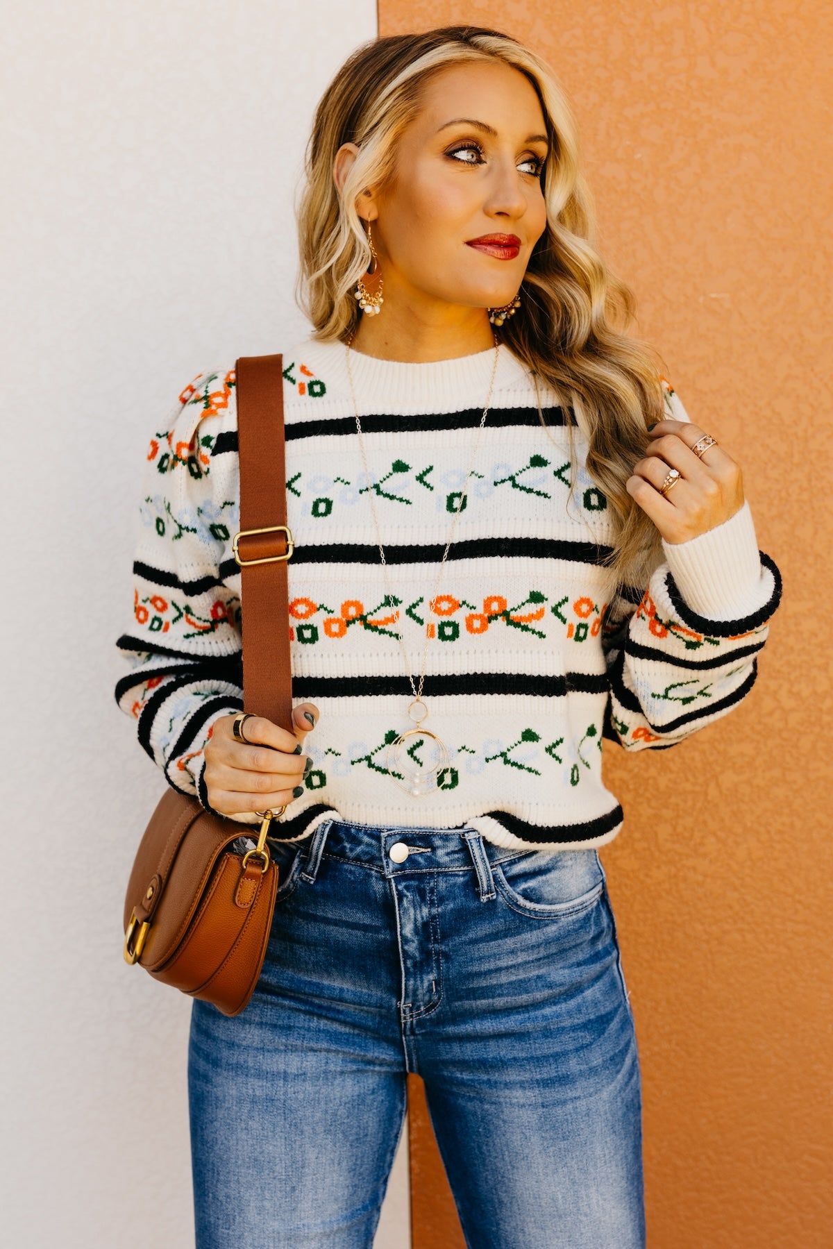 Side stripe sweater hotsell