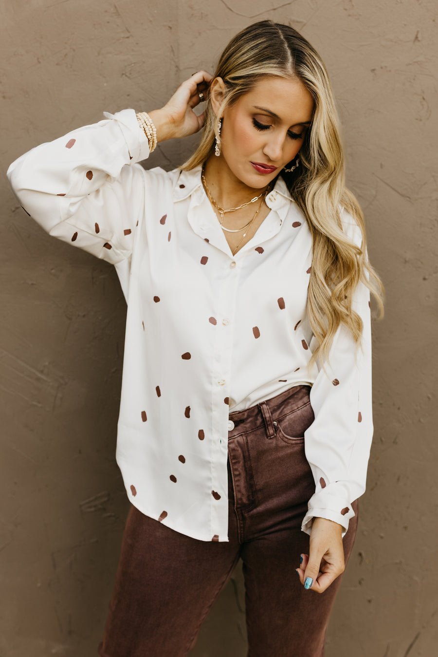 The Roselyn Brush Stroke Button Up Shirt  - FINAL SALE