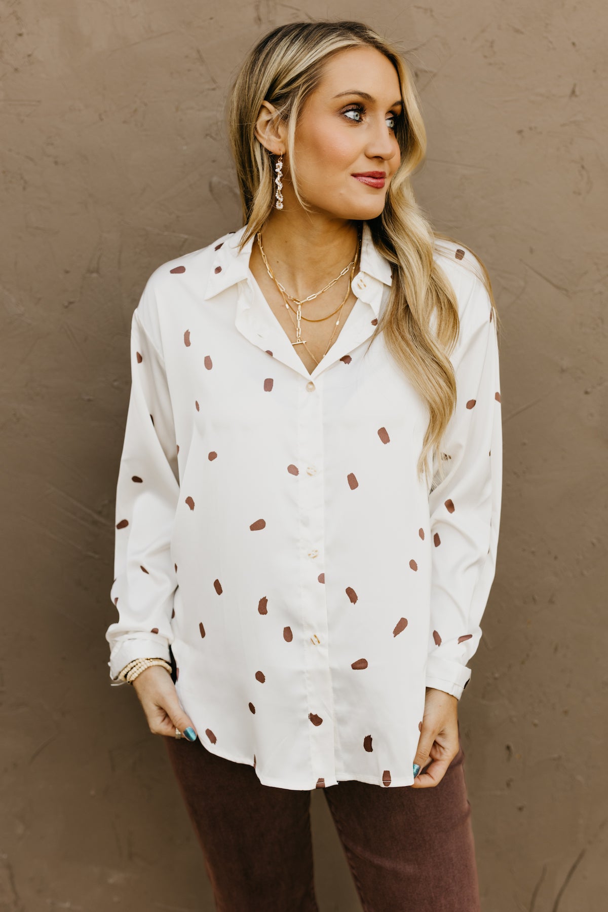 The Roselyn Brush Stroke Button Up Shirt  - FINAL SALE
