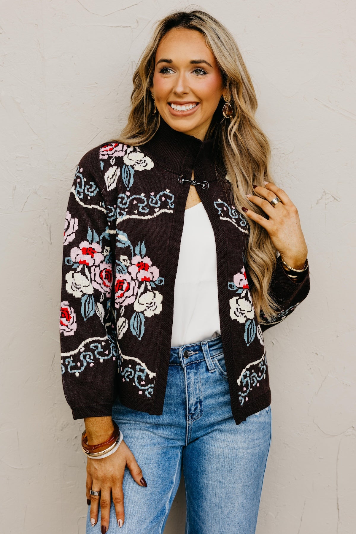 The Demetrio Floral Knit Cardigan
