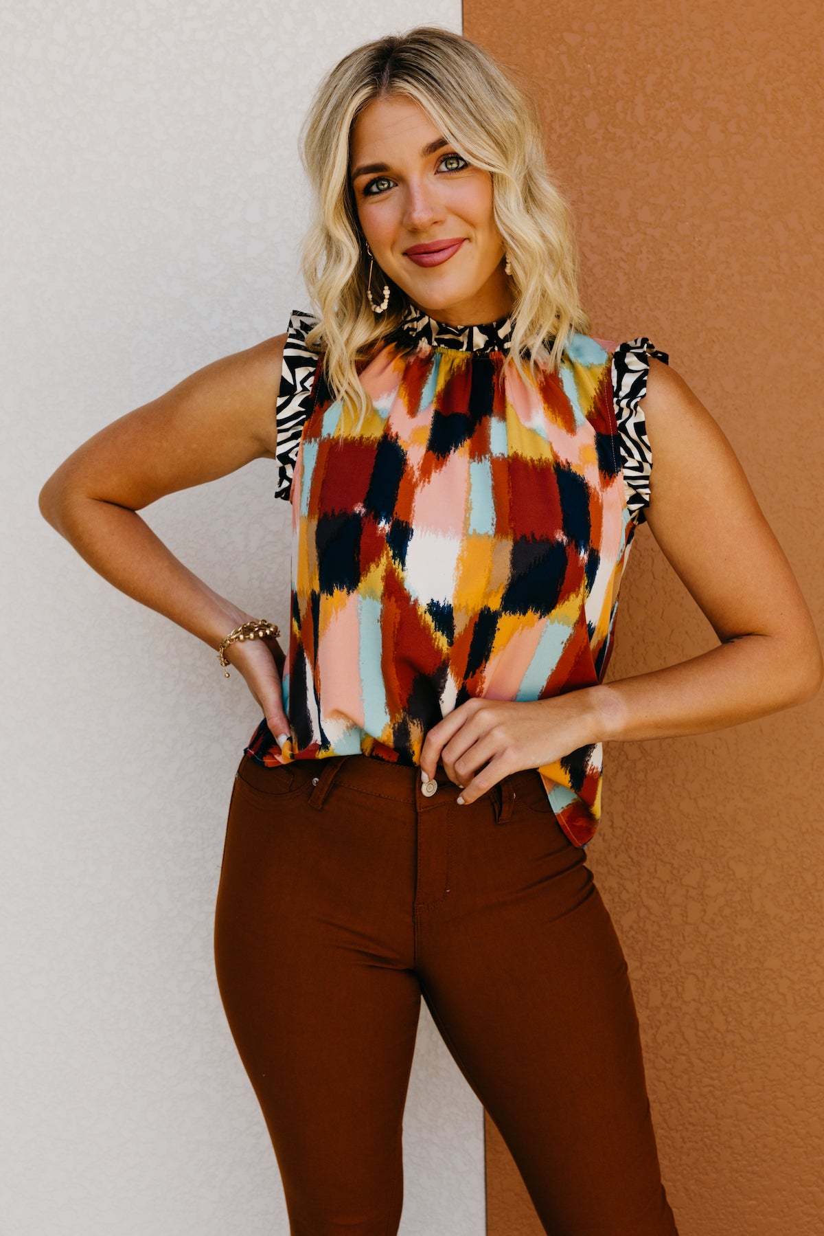 The Elora Mixed Media Watercolor Blouse  - FINAL SALE