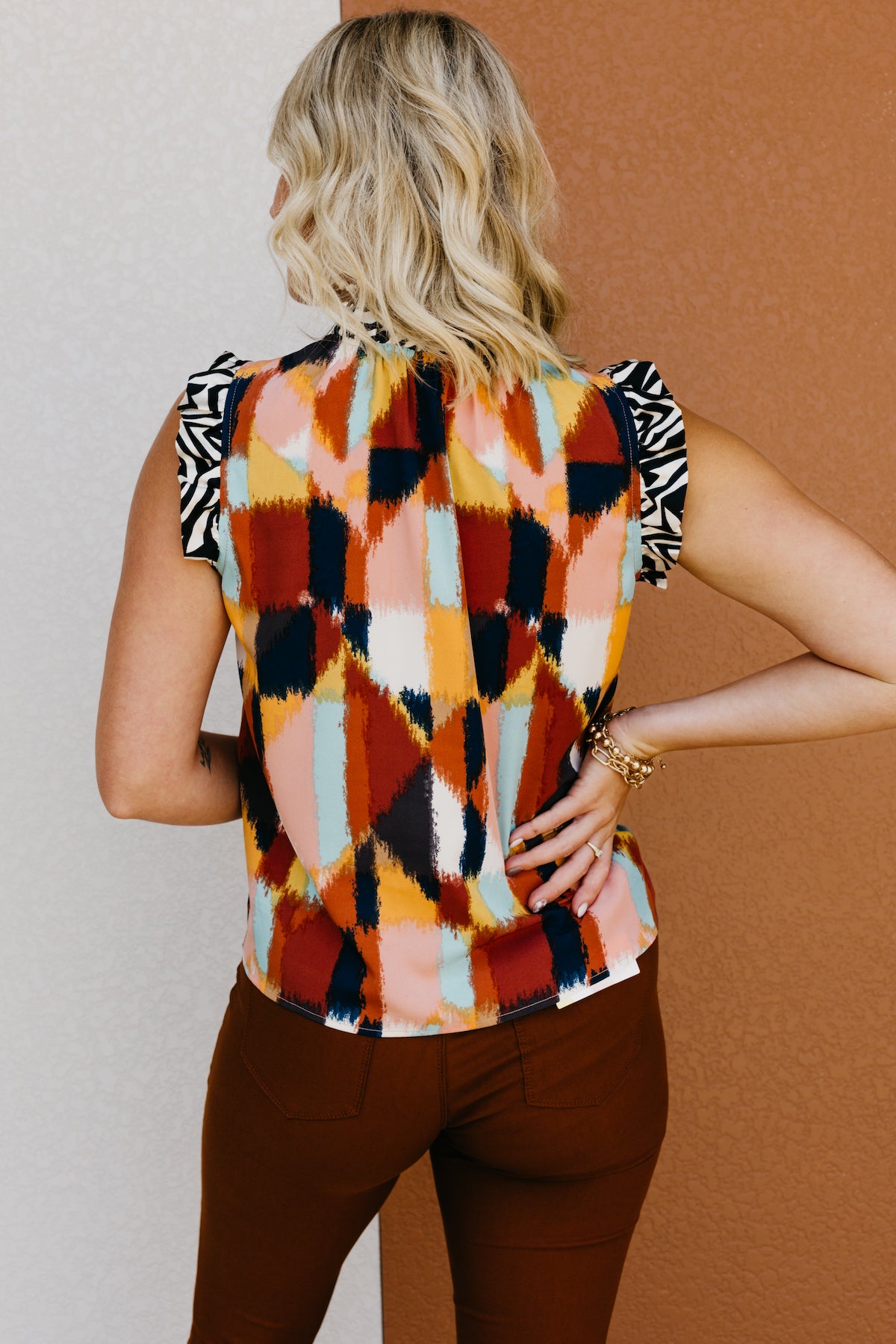 The Elora Mixed Media Watercolor Blouse  - FINAL SALE