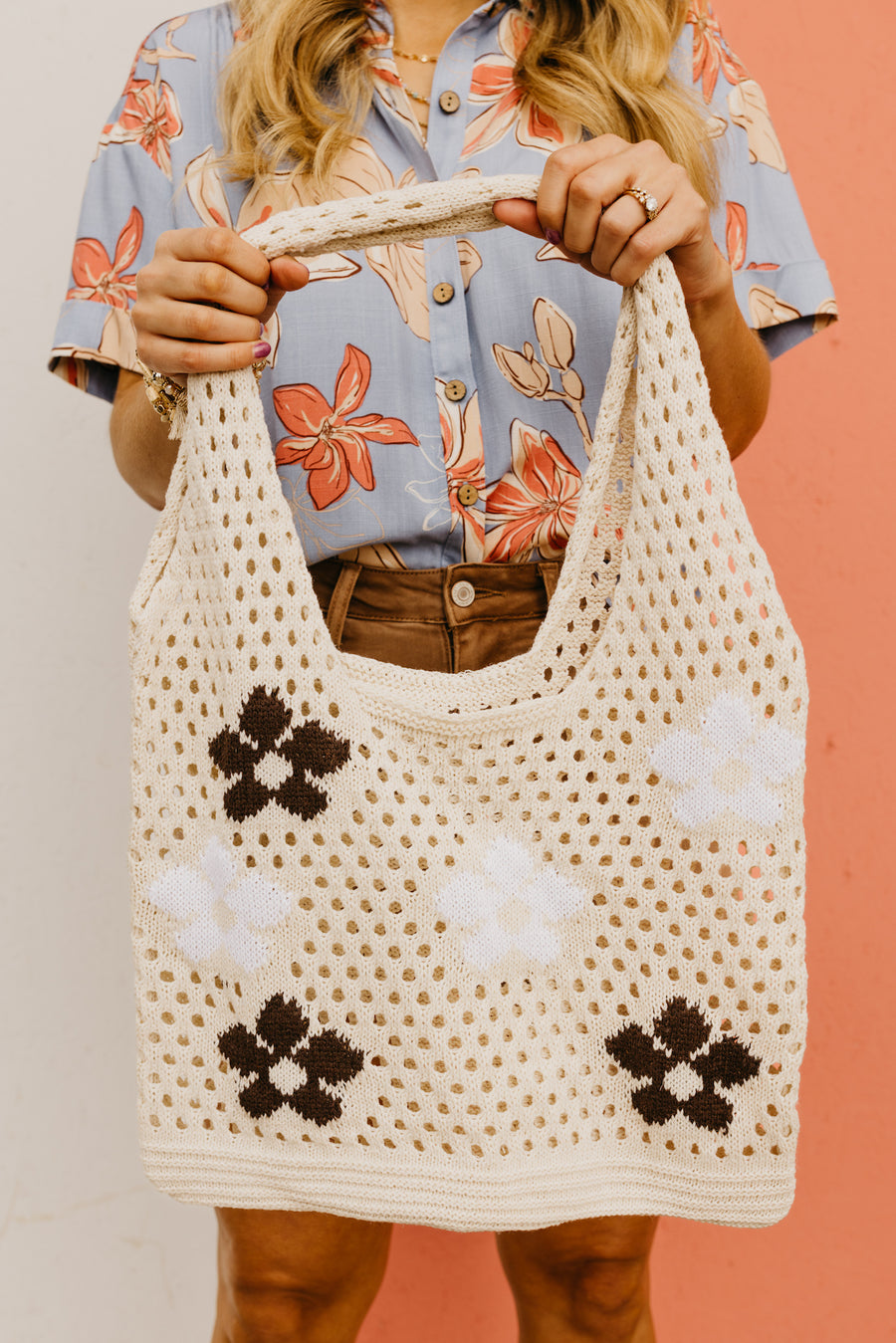 The Romeo Floral Knit Tote Bag