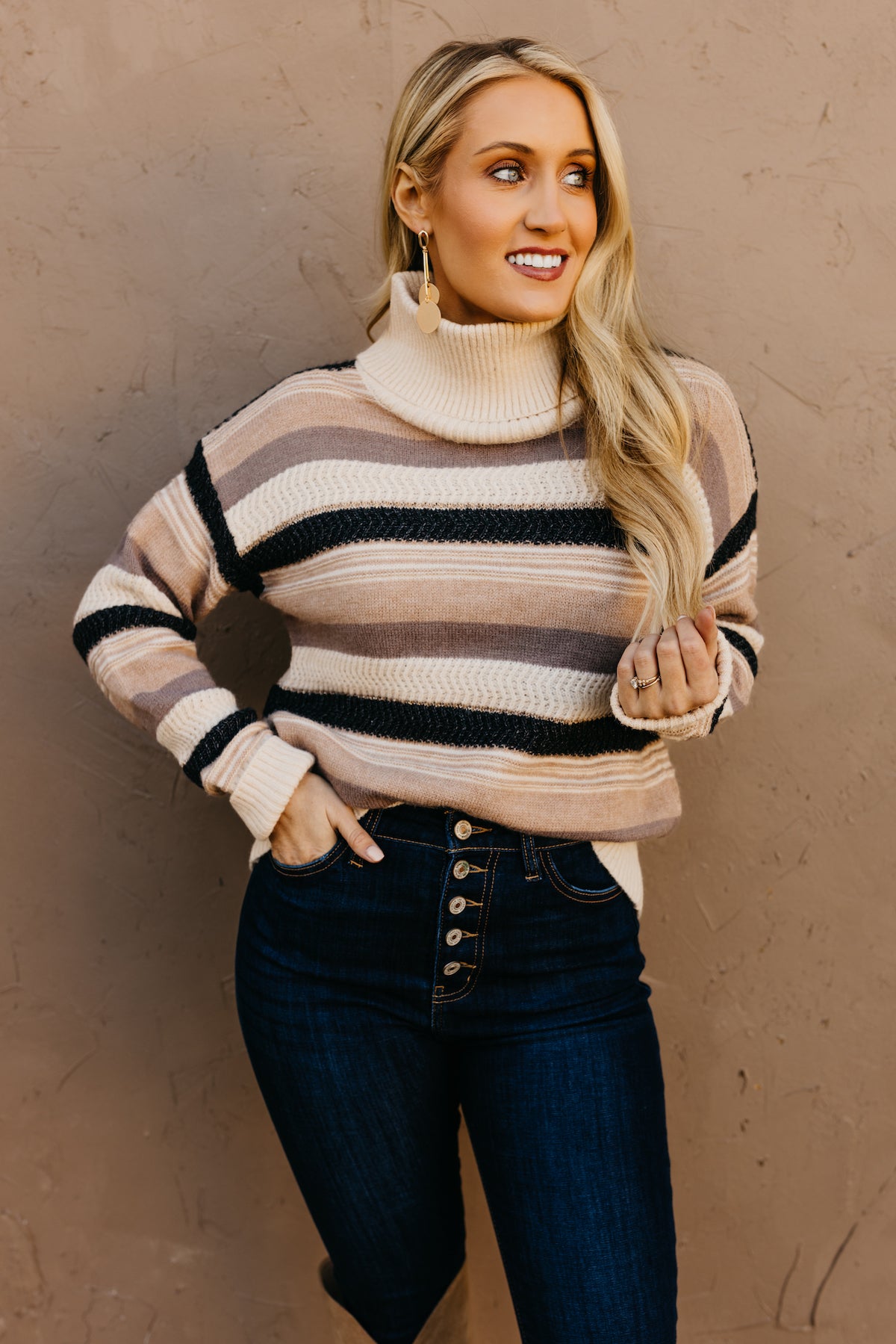 The Zachary Striped Cowl Neck Sweater - FINAL SALE