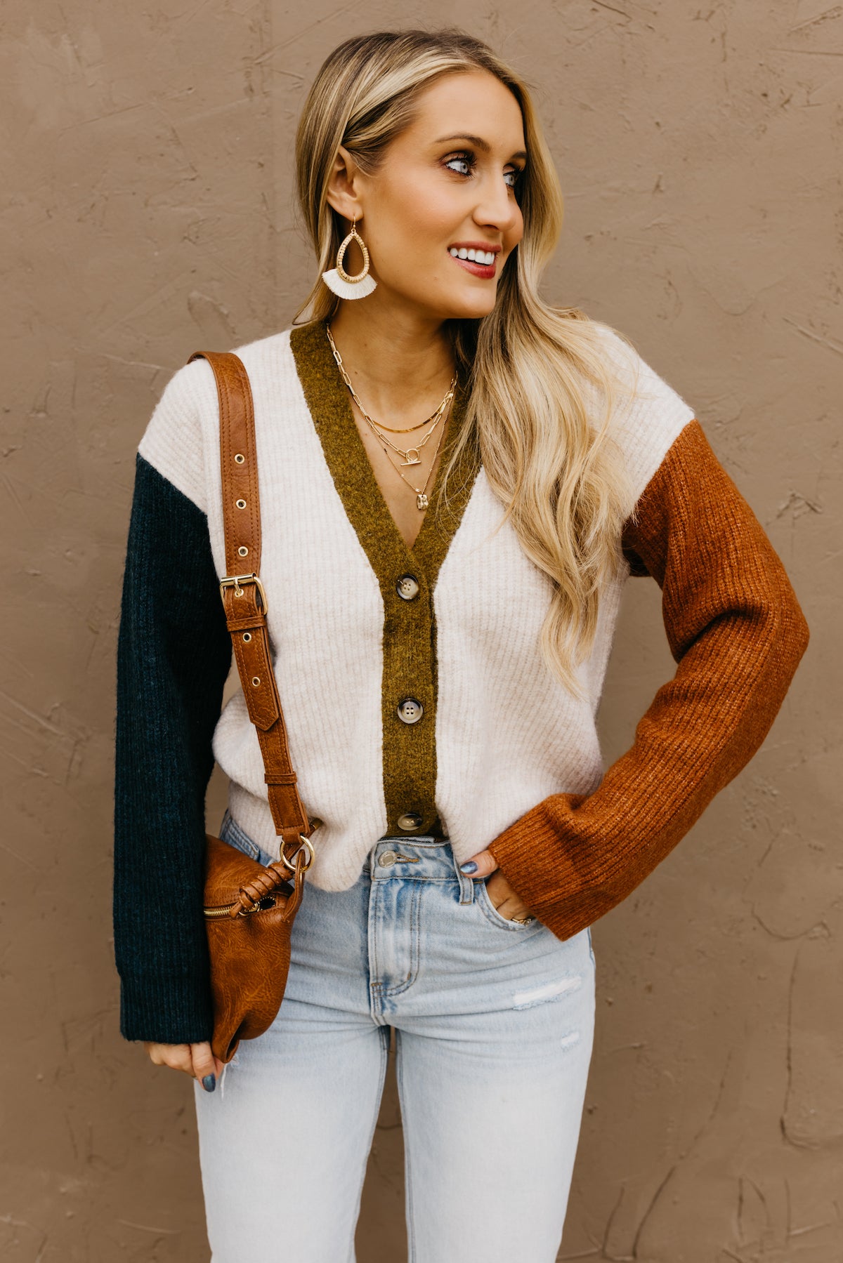 Women's color block clearance cardigan