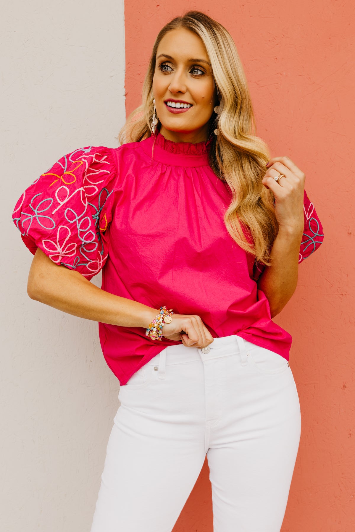 The Fern Embroidered Puff Sleeve Top MOD Boutique