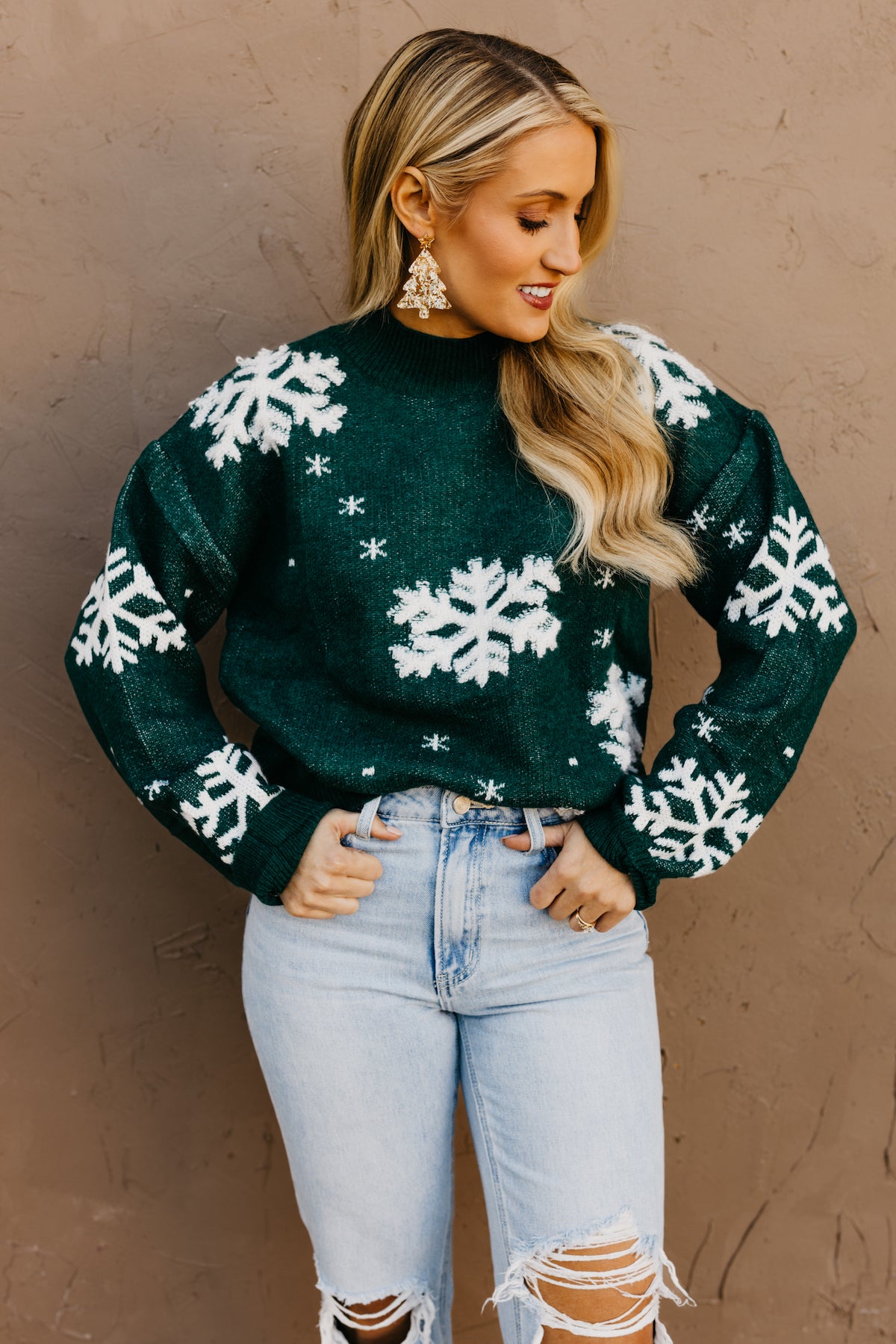 The Snowflake Mock Neck Sweater  - FINAL SALE