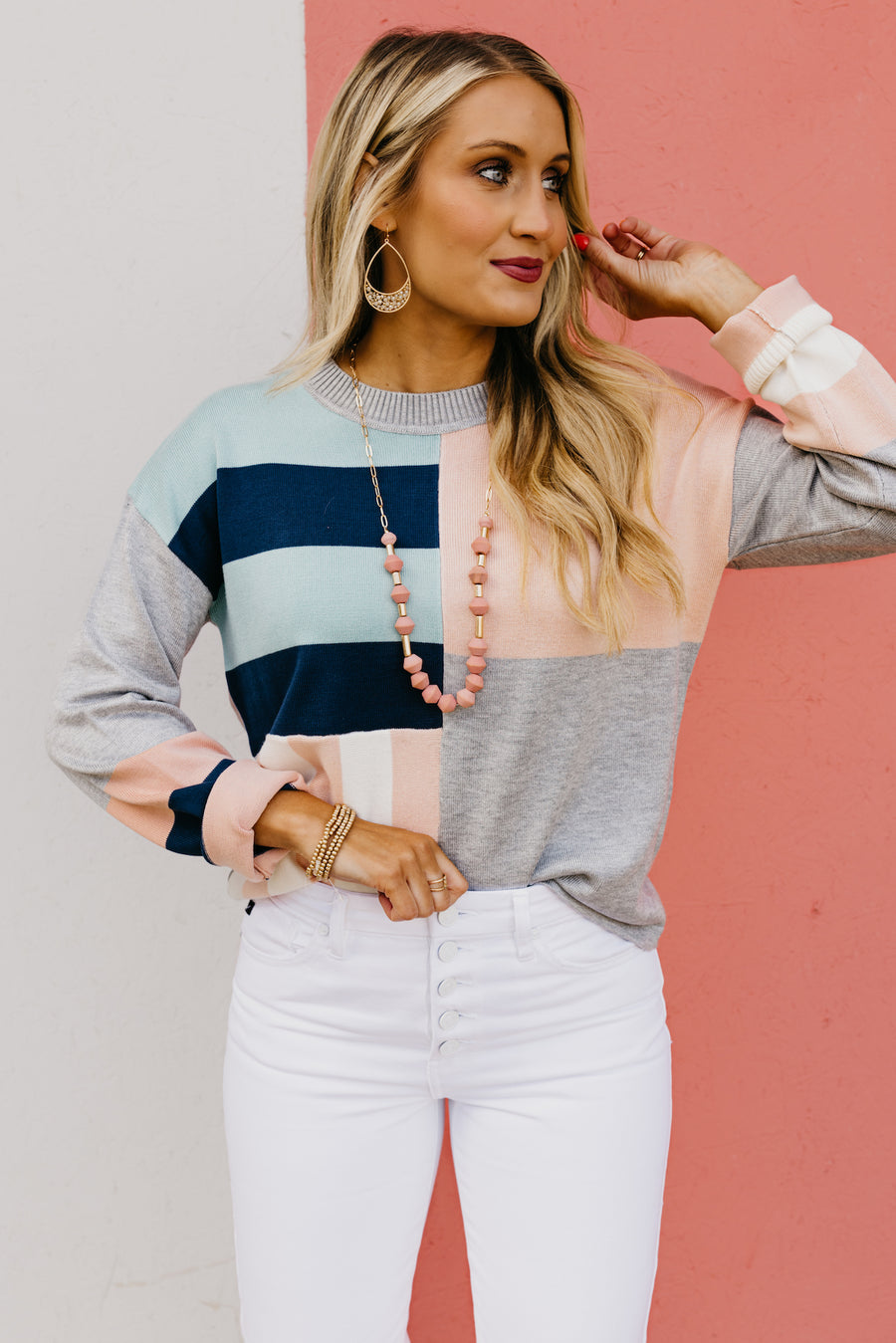 The Miriam Mixed Stripe Color Block Sweater