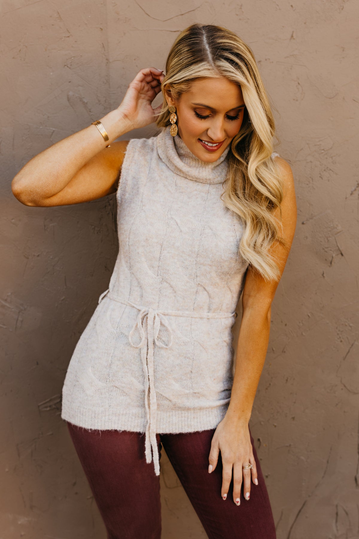 The Archie Cable Knit Belted Vest  - FINAL SALE