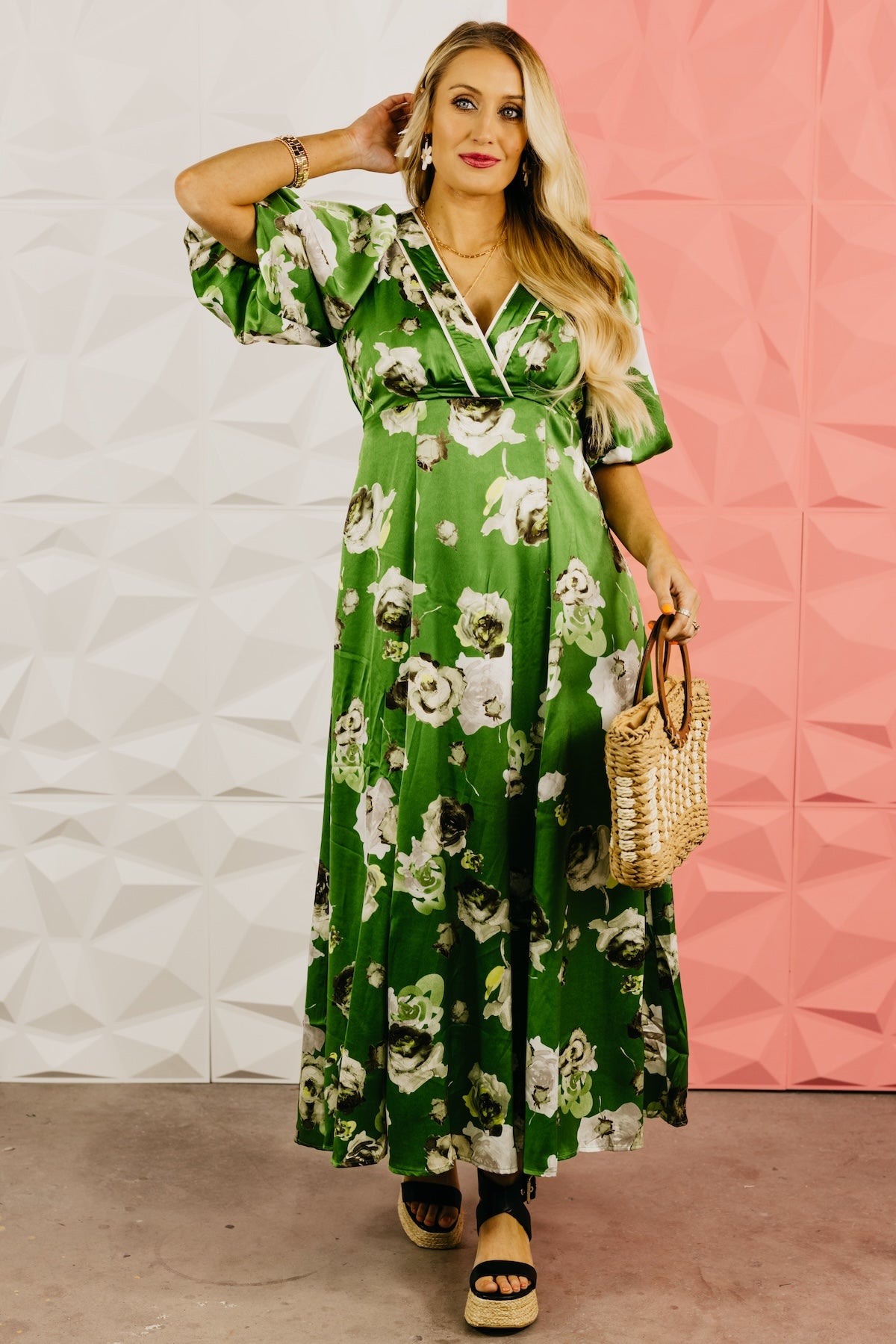 The Korie Floral Contrast Maxi Dress
